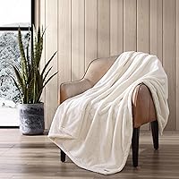 Eddie Bauer Ultra-Soft Faux Fur Throw Blanket 50x60 Ivory - Plush Cozy Couch & Bed Essential