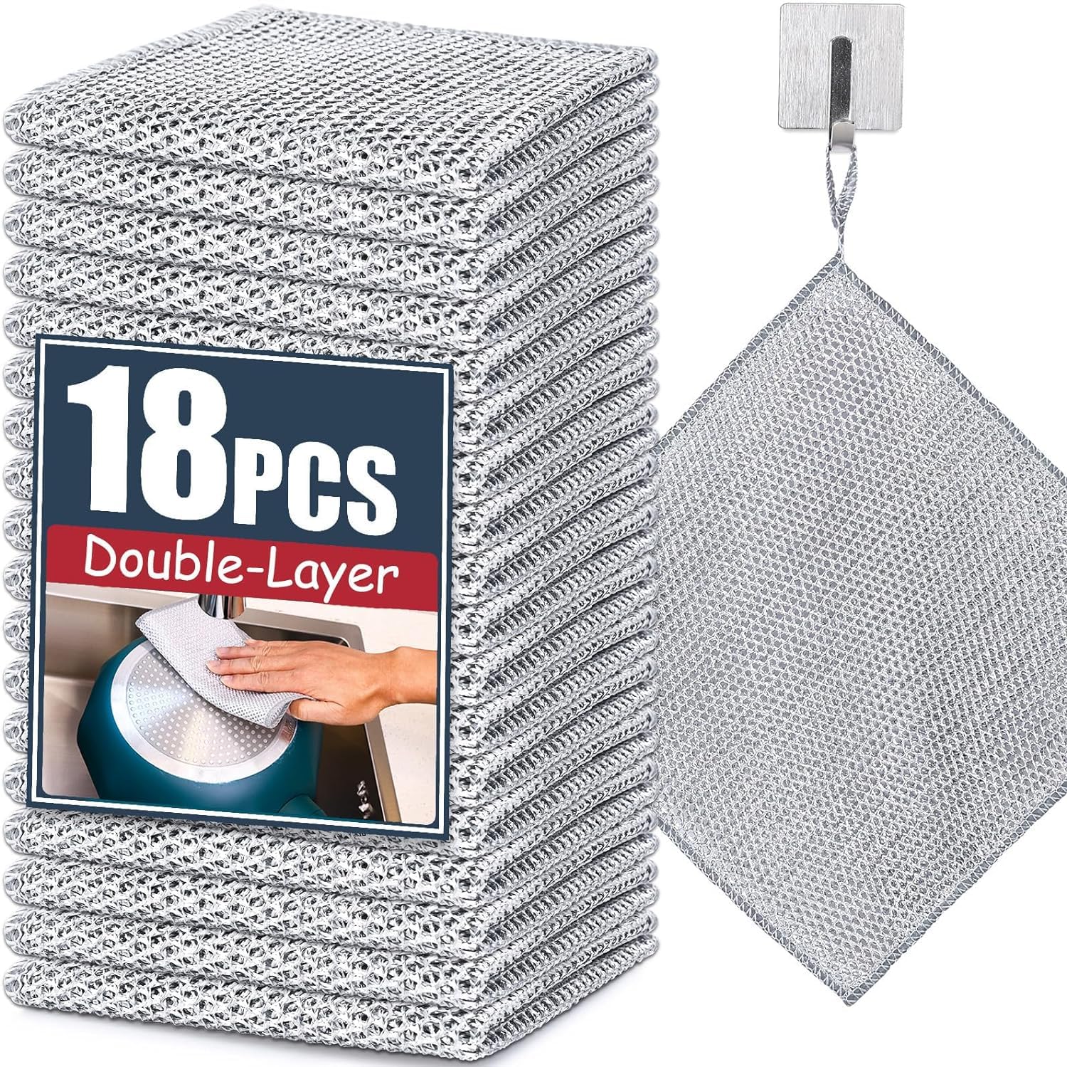G4Fee New Upgrade Steel Wire Dishcloth,Triple-Layer Steel Wire Cleaning Cloth,Powerful Cleaning Non-Scratch Wire Dishcloth Rag for Cookware, Sinks, Dishes, Stove Tops (Pack of 18) (B0DCK6TMXT) Amazon Price History, Amazon Price Tracker