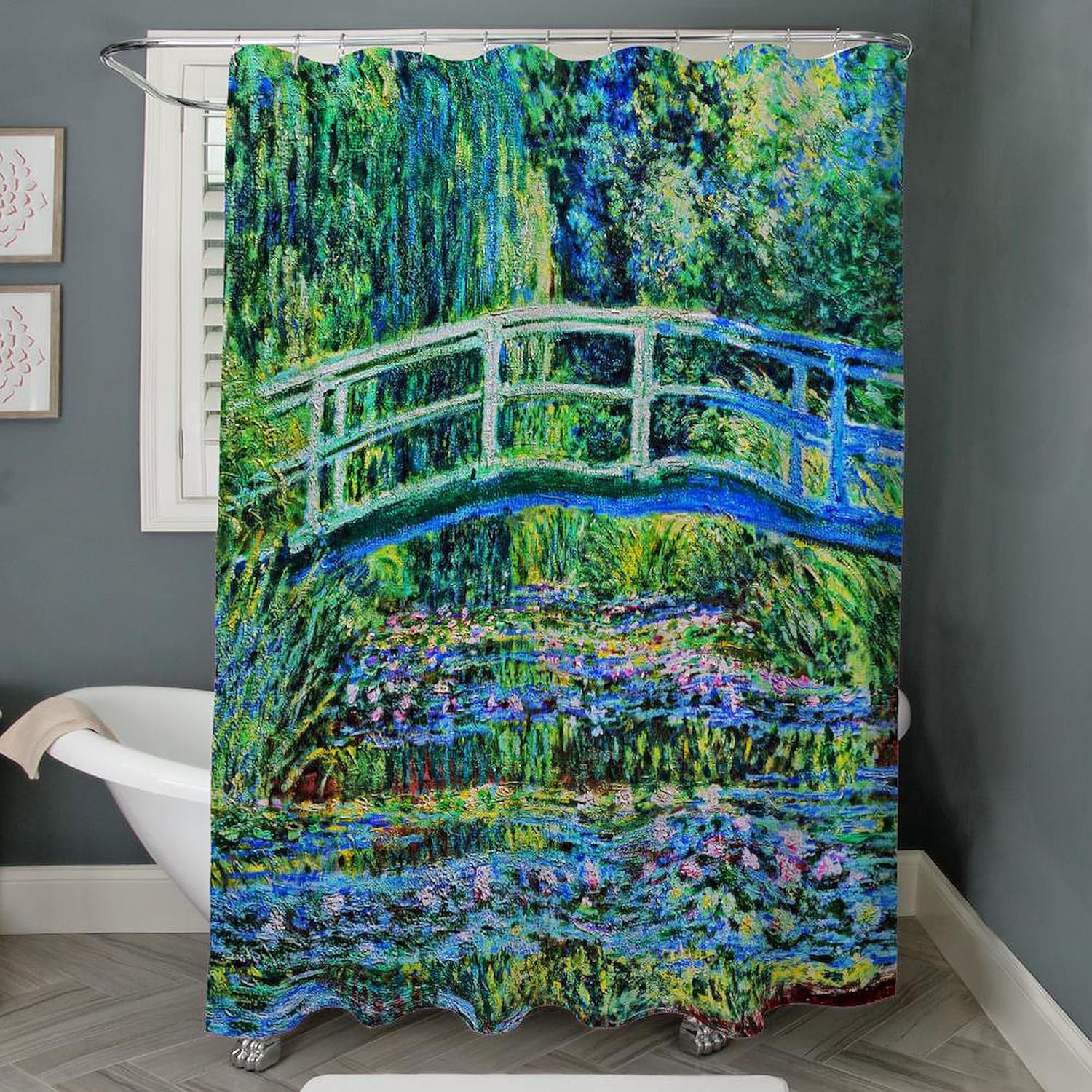 CafePress Monet Water Lily Pond Decorative Fabric Shower Curtain