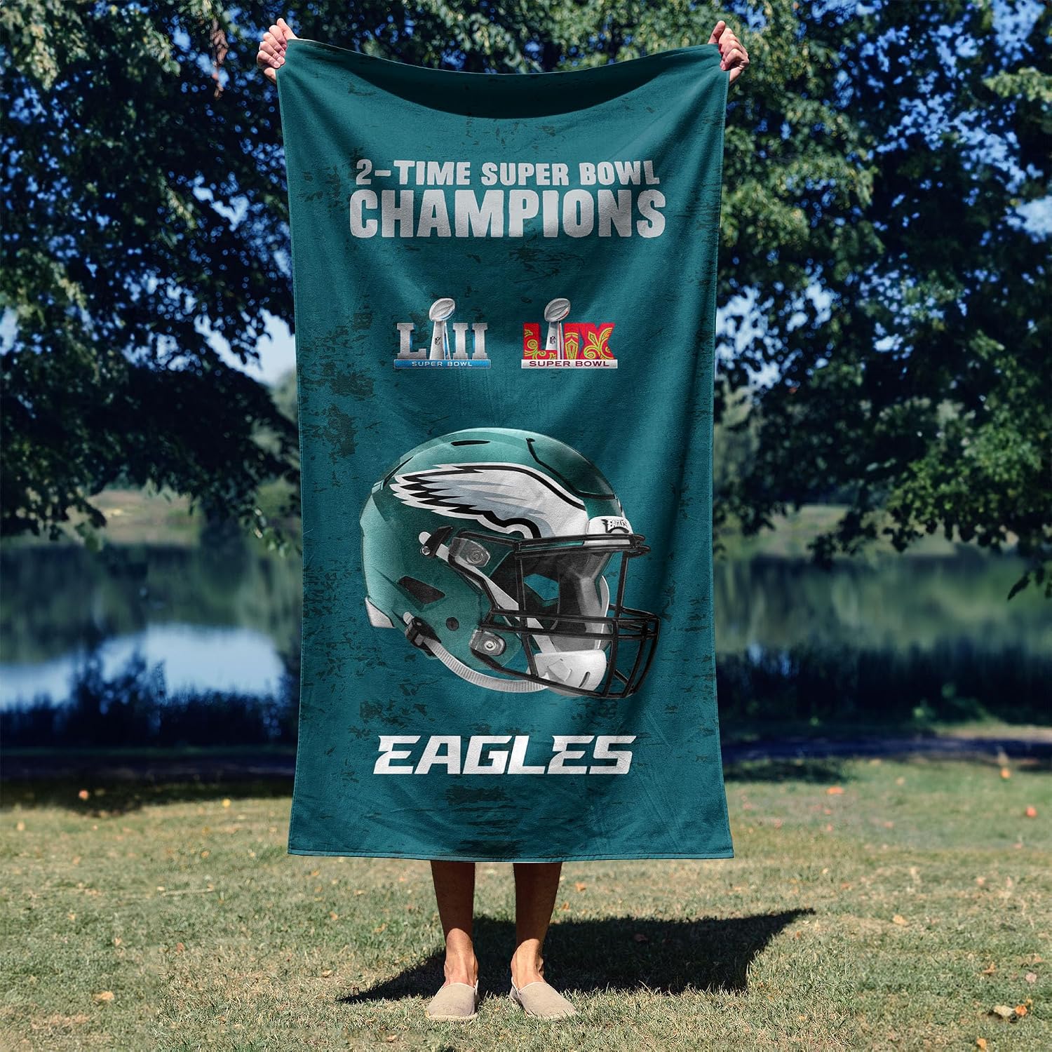 Northwest NFL Philadelphia Eagles 2025 Super Bowl LIX Multi Champ Unstoppable Beach Towel 30X60 Inches
