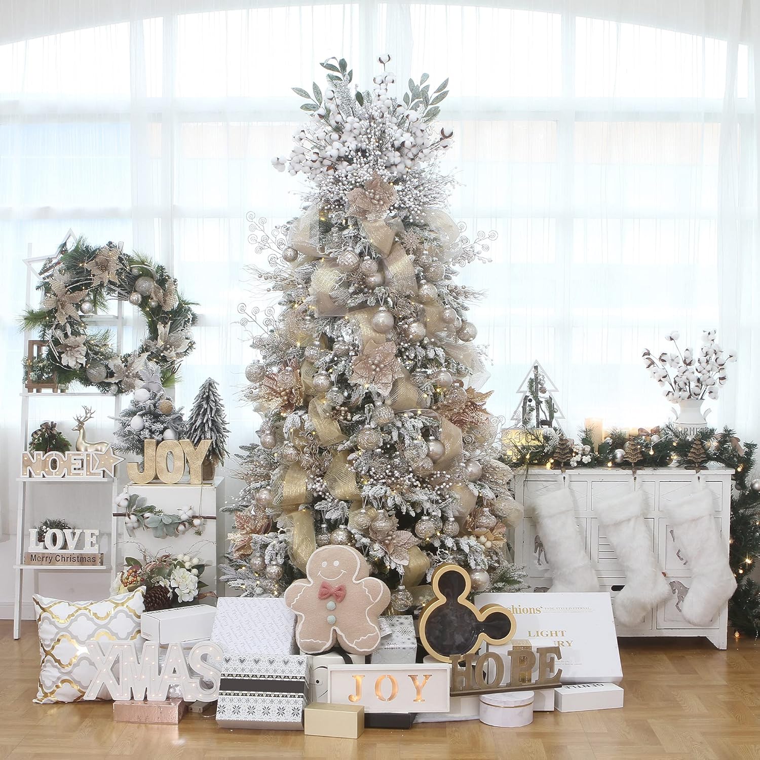 Sea Team 60mm/2.36 Shatterproof Clear Plastic Christmas Ball Ornaments, Transparent, See-Through, Crystal Baubles, Bulbs with Stuffed Delicate Decorations for Xmas Tree (30 Counts, Champagne)