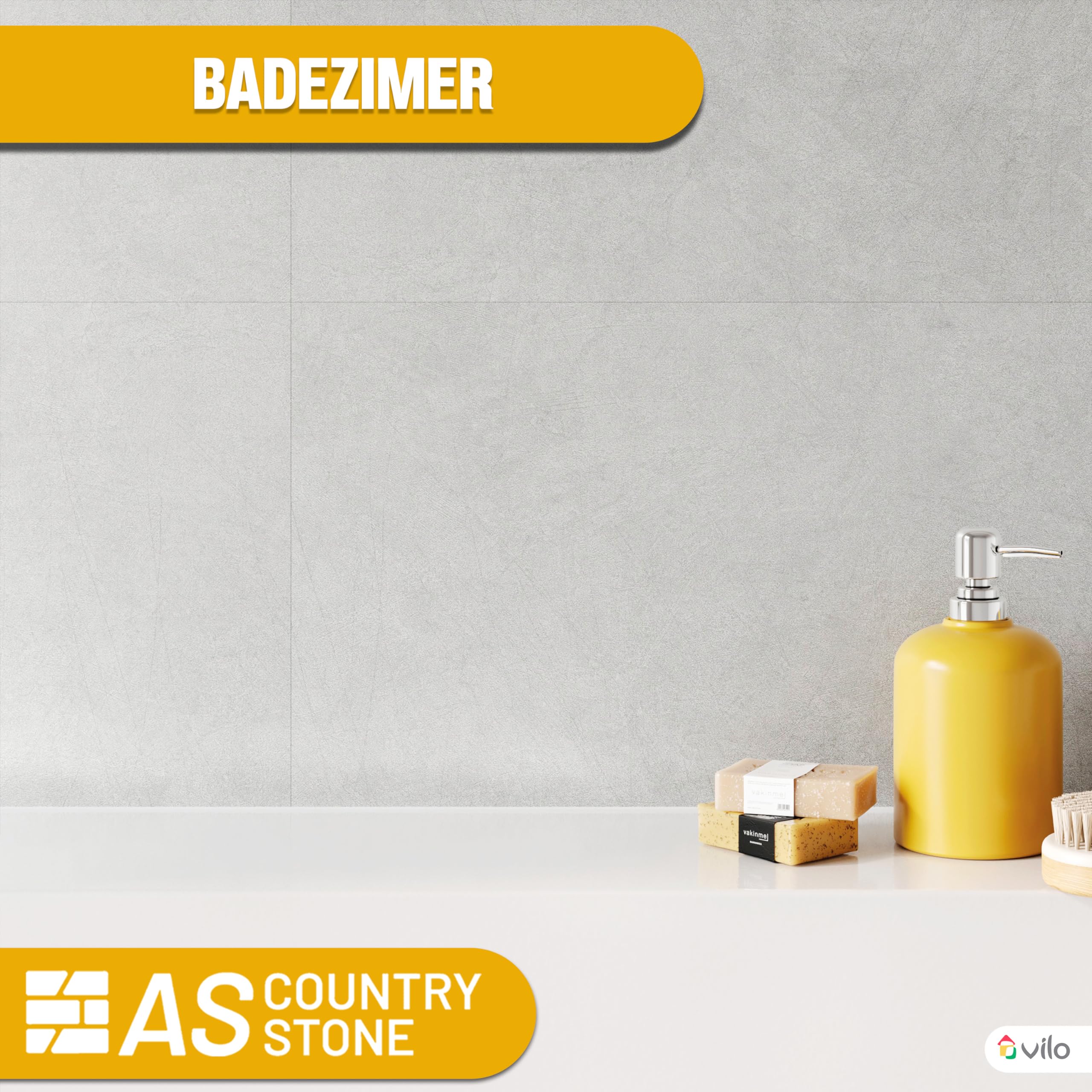 AS Country Stone Wandpaneele in Marmoroptik - 60x120 cm | PVC Wandverkleidung mit echtem Quarz und Steinmehl für Küche, Bad & mehr | Küchenrückwand Platte Wandpaneel | Concrete Light