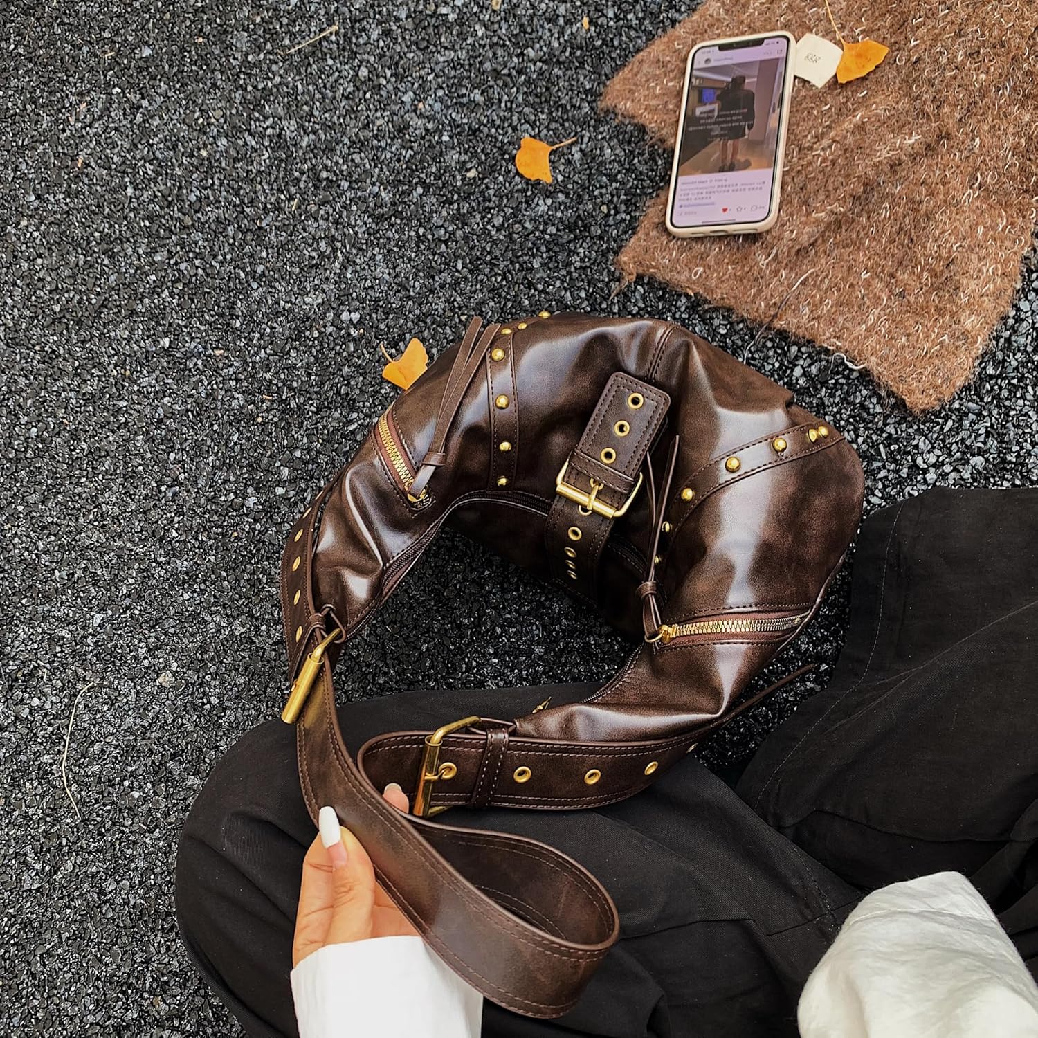 Handbag Y2K Purse Hobo Shoulder Bag for Women Clutch Small Purses Trendy Punk Bags - Image 5