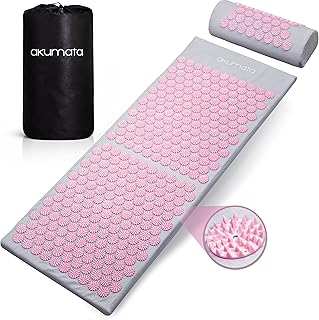XL Akupressurmatte mit Kissen | Erweiterte Größe Akupressur Matte für unteren Rücken und Nackenschmerzen | Tiefenentspannung Massage Matte - Grau & Rosa