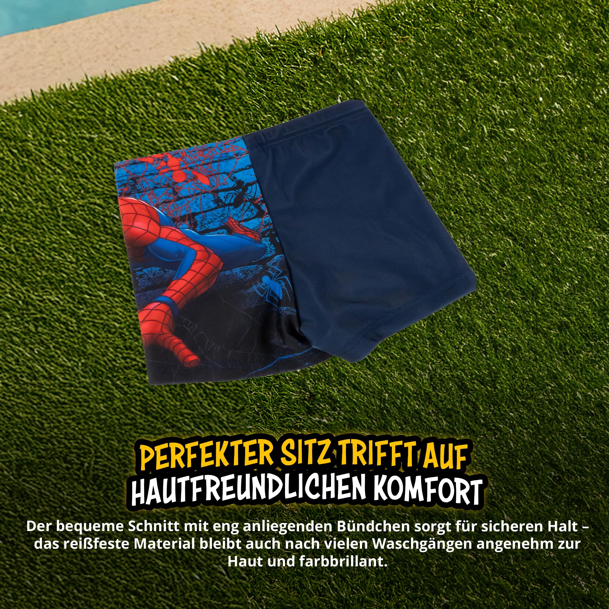 United Labels Marvel Spiderman Badehose für Jungen, Blau Rot, Badeshorts Kinder, Schwimmhose