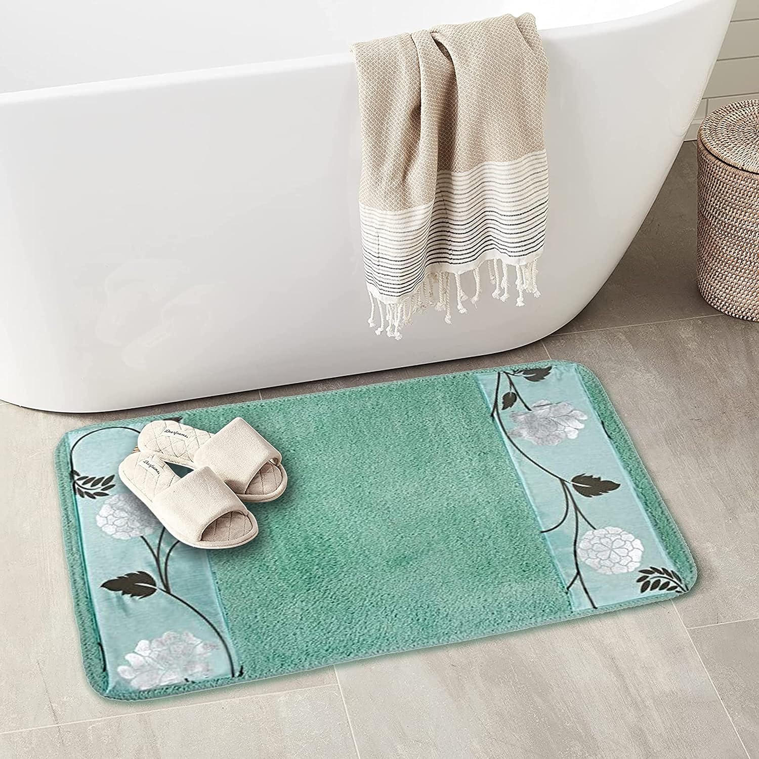 Popular Bath Bath Rug, Avantie Collection, 21" x 32", Aqua (705973)