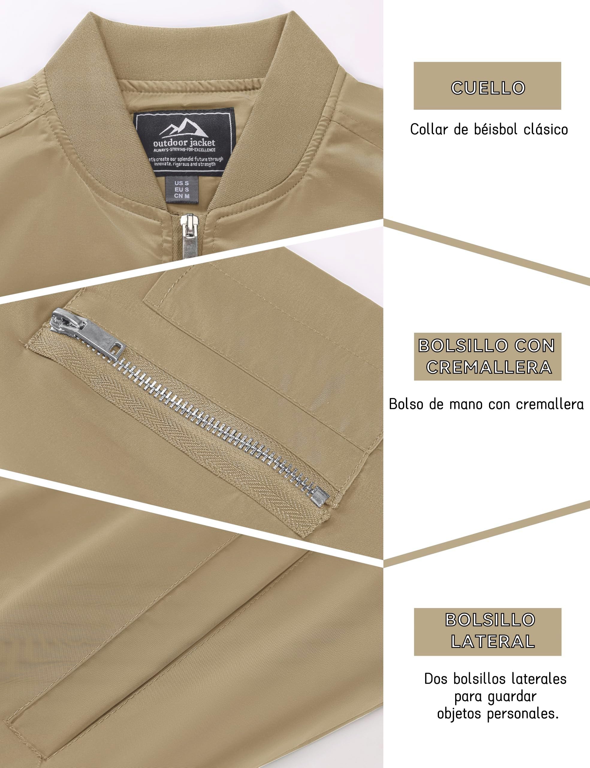 KEFITEVD Chaquetas De Béisbol Finas De Verano Para Hombres Chaqueta De Bombardero Casual Con Múltiples Bolsillos