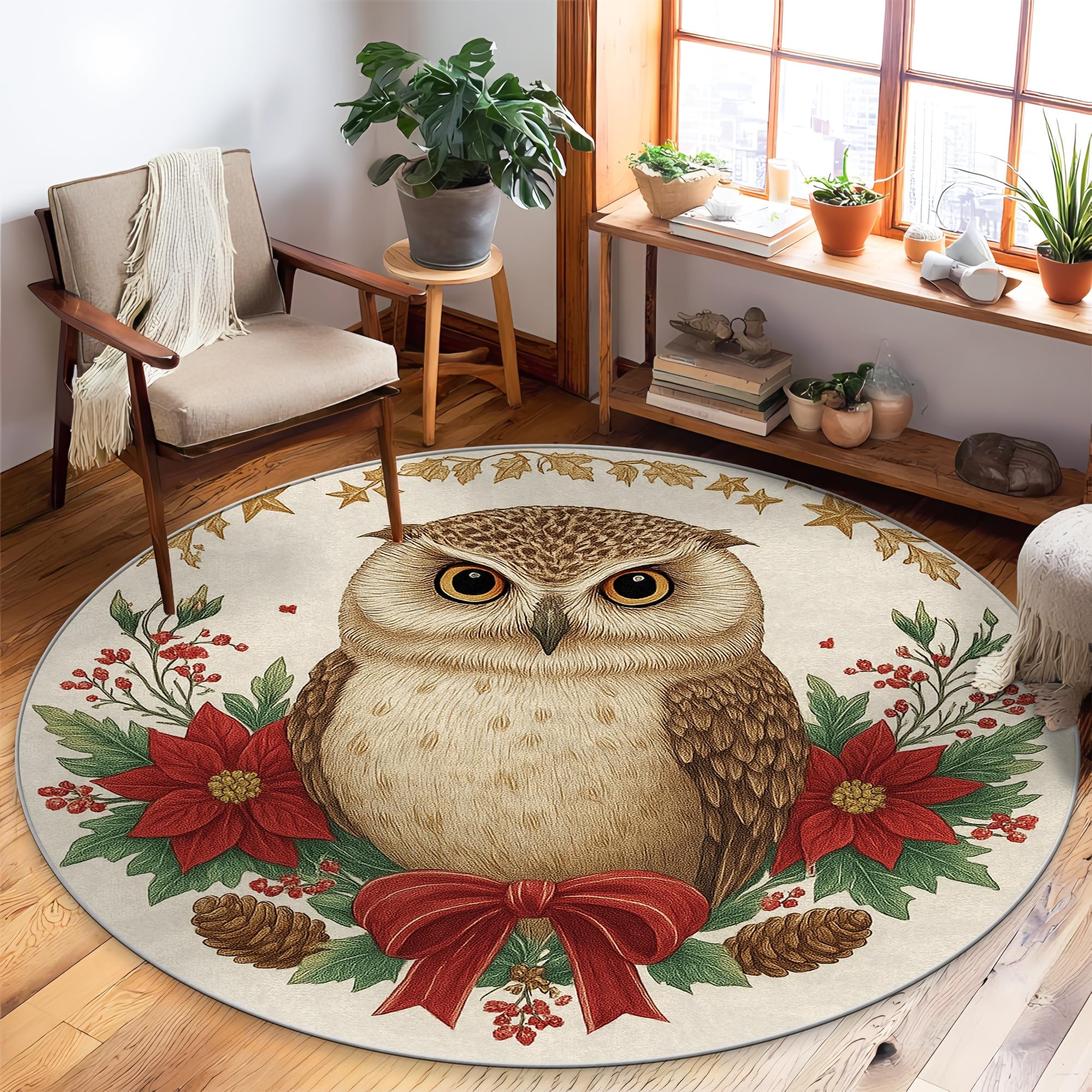 Tapis de Noël traditionnel chouette pour réchauffer votre salon cet hiver