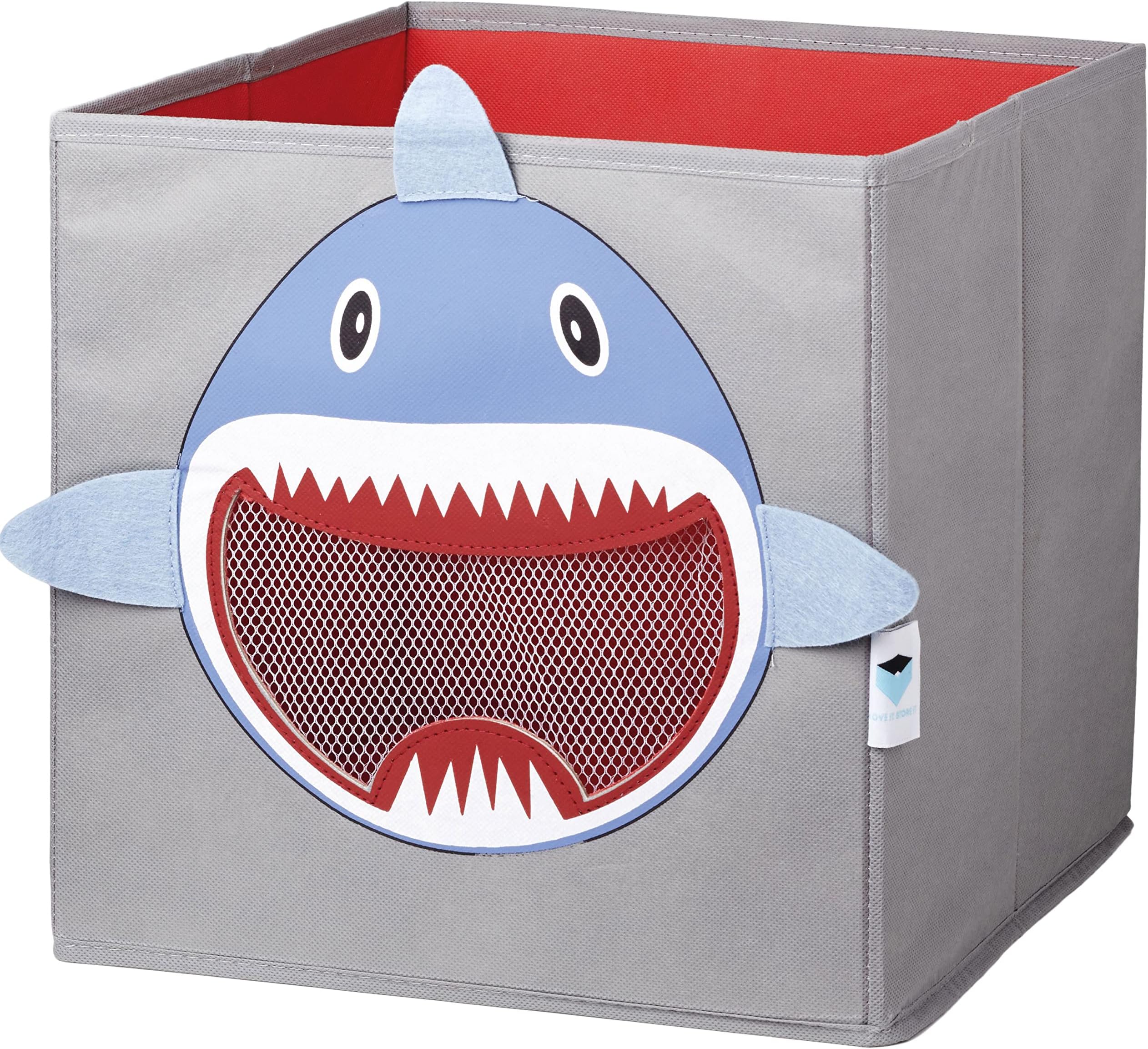 LOVE !T STORE !T Storage Box for Children, Fabric, Shark-Light Gray/Blue/red, 30x30x30 cm