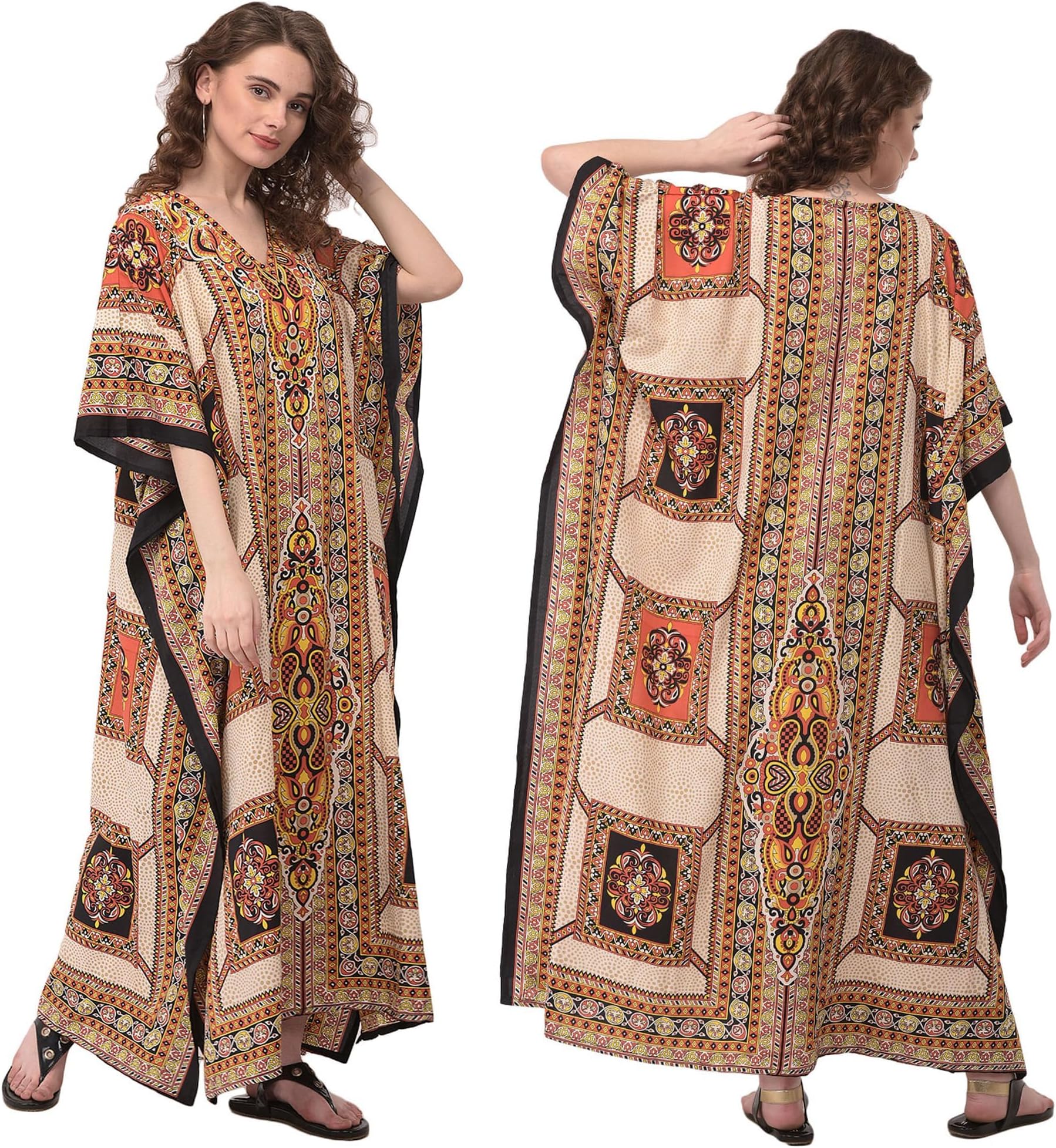 Women Kaftan Plus Size Polyester Summer Lightweight Caftan Swimsuit Cover Ups Maxi African Mumu Lounge House Dress
