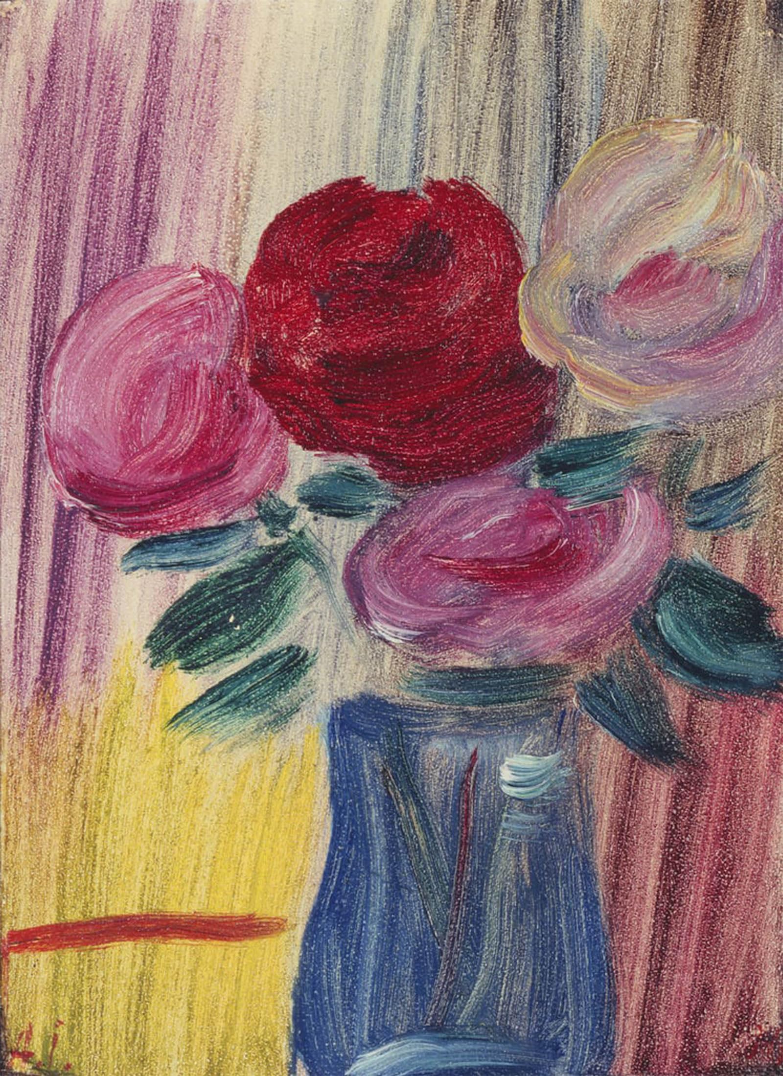 SERENDIPITP Abstract Painting Mural Print Picture Wall Decor Painting Flowers Invase Blumen in Blauer Vase by Alexej Von Jawlensky Vintage Wall Artwork for Home Decor 60x90cm