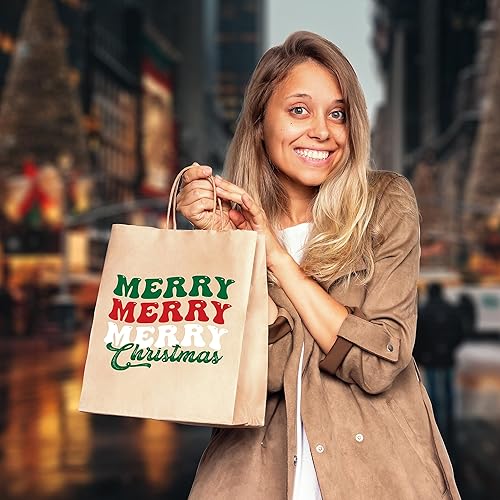 Miniatura 6 de easykart labels 30 bolsas de regalo de papel kraft de Navidad para bolsas de regalo de papel navideño, 6 diseños, bolsas de regalo de Navidad, aulas