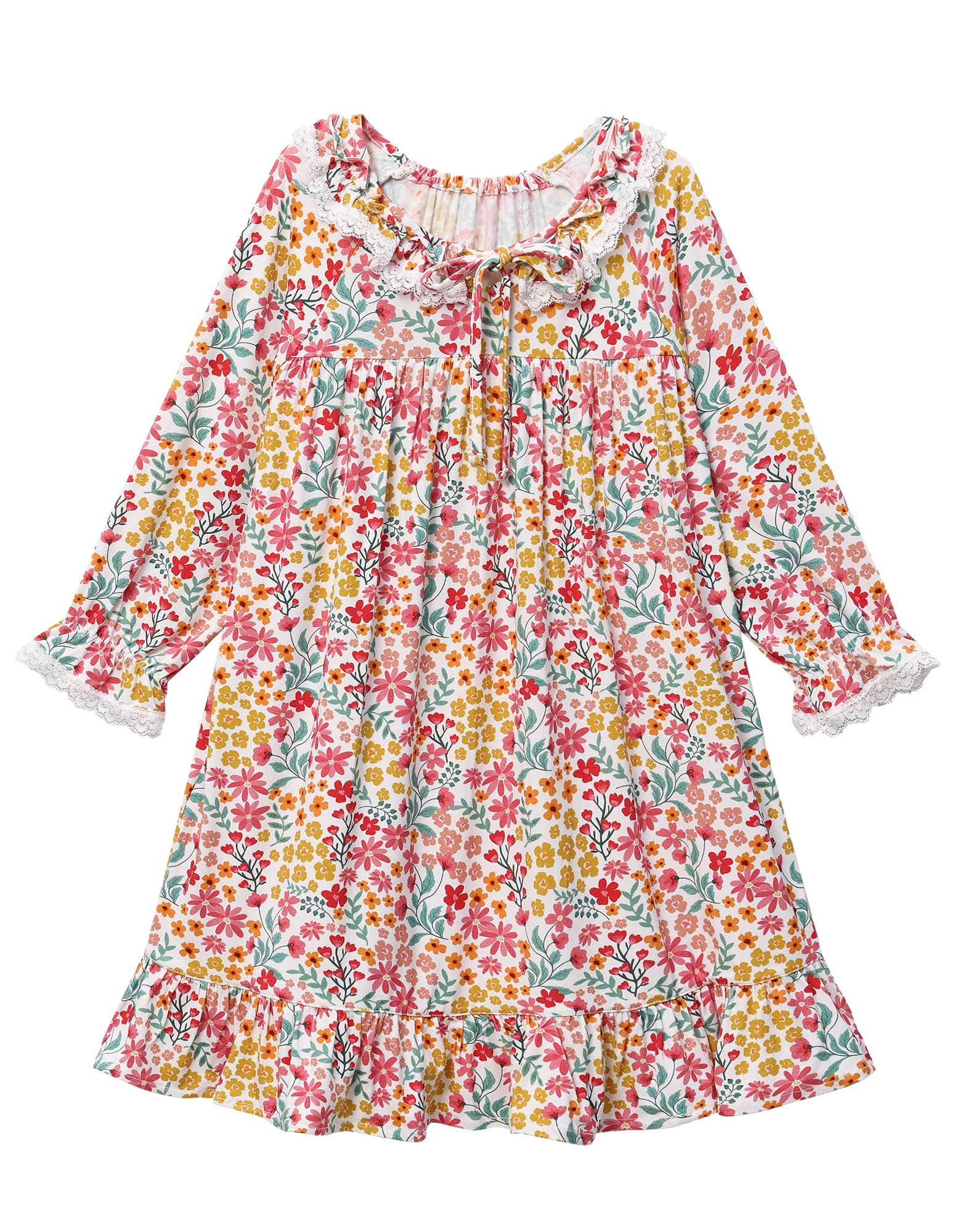BambooBud Toddler Girls Long Sleeve Nightgown Cute Little Kids Casual Dresses Viscose from Bamboo Princess Dress 2-5T