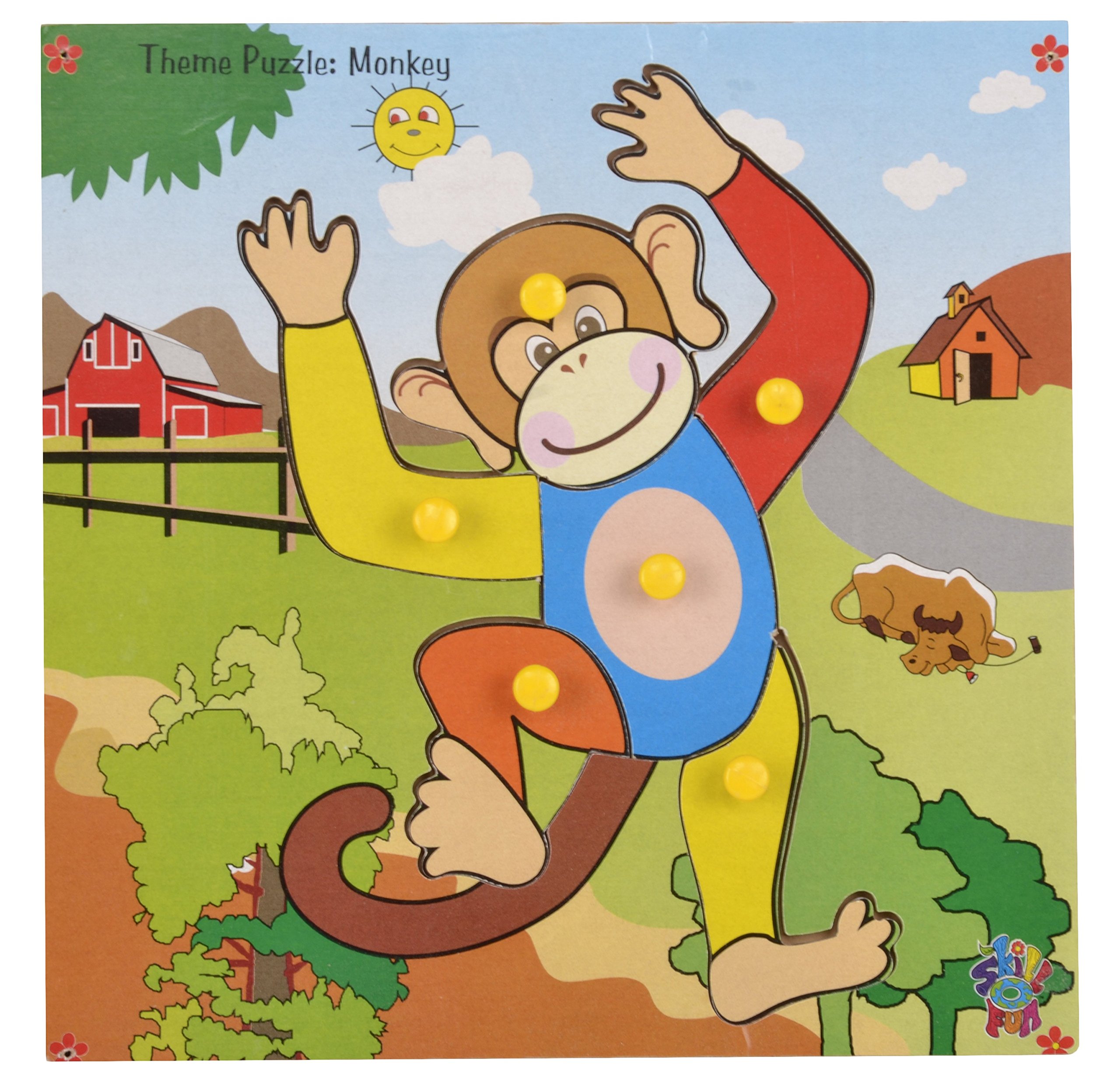 Skillofun Wooden Theme Puzzle Standard Monkey Knobs, Multi Color - Kids (B009GCSLAY) Amazon Price History, Amazon Price Tracker