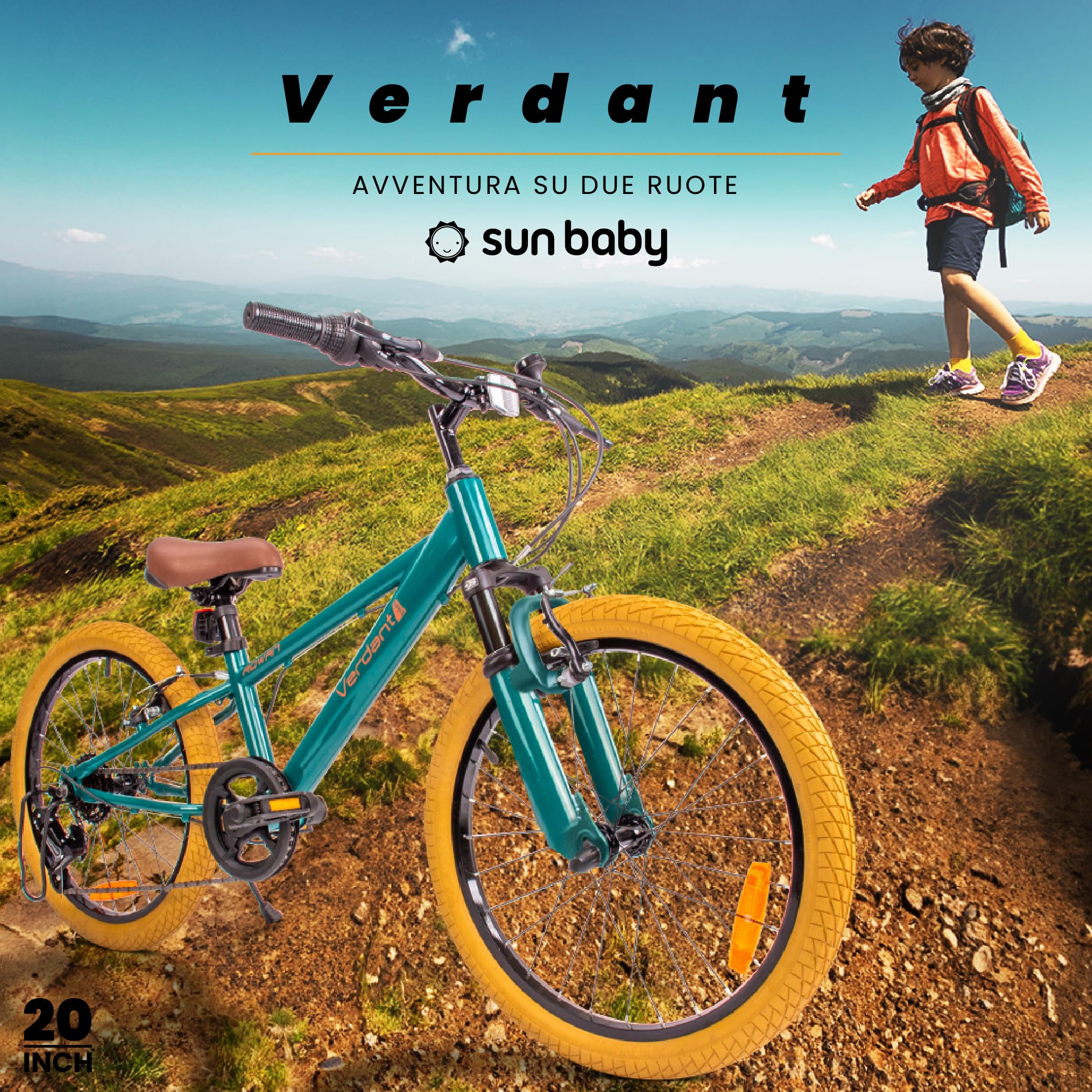 Verdant Bike Bicicletta per bambini 20 24 pollici ruota dimensioni da 6 a 12 anni altezza regolabile velocità Shimano