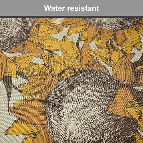 Miniatura 6 de Lunarable Juego de 4 cojines florales para asiento de silla, girasoles de tono oscuro con efectos de boceto, imagen temática de la hora de cosecha,