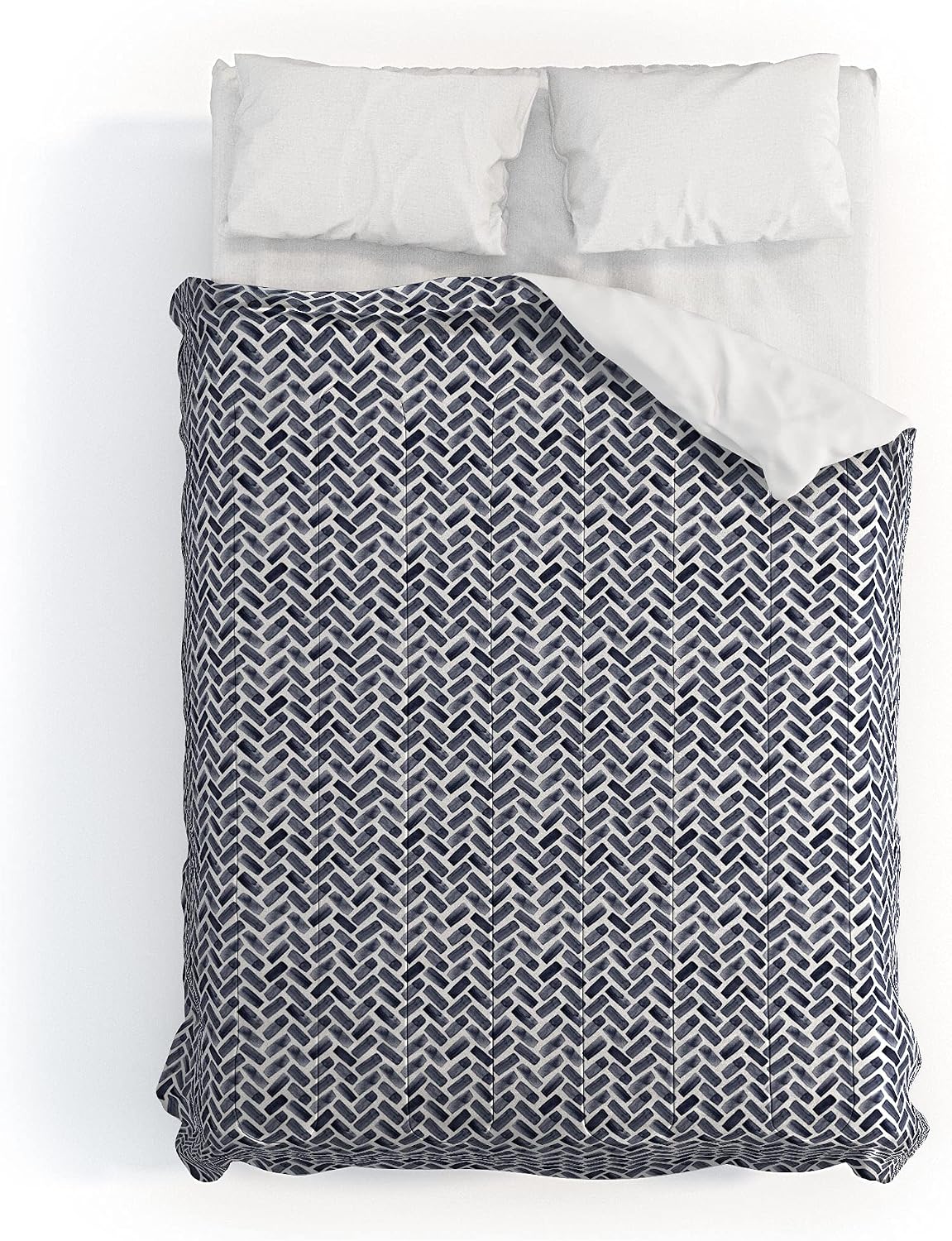 Deny Designs 2021 Cotton Comforter, Queen, Little Arrow Design Co Arcadia Herringbone in Blue/Purple