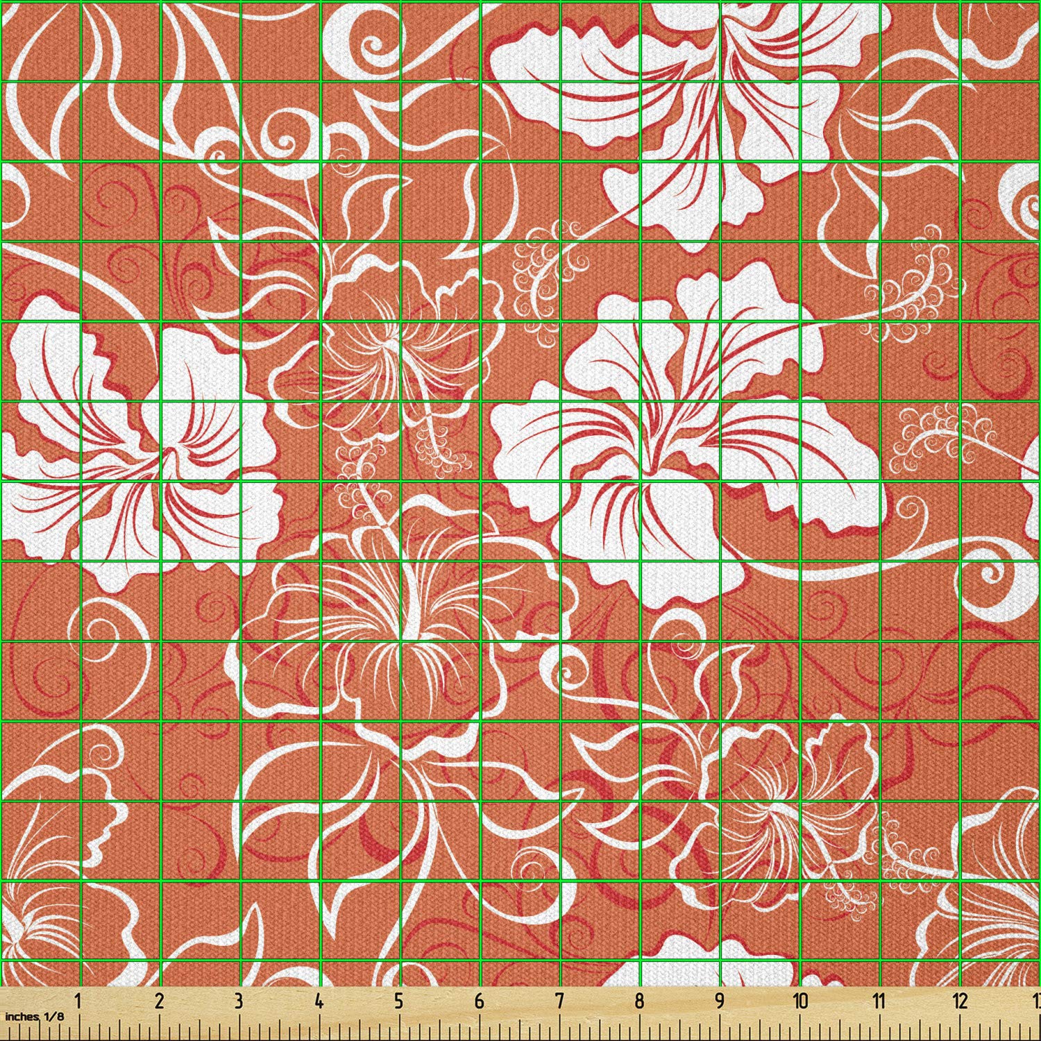Amazon.com: Ambesonne Orange Fabric by The Yard, Hawaiian Pattern