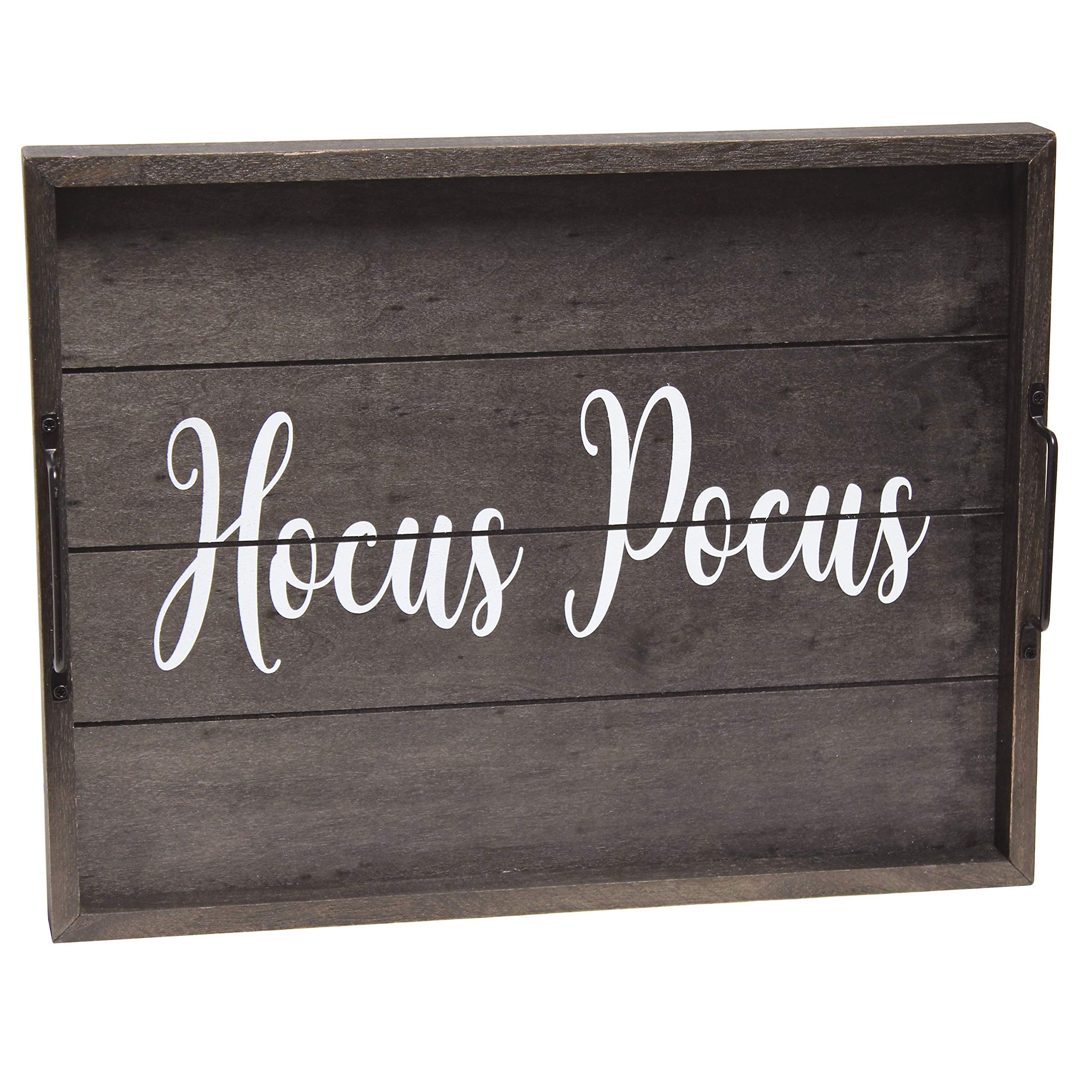 Elegant Designs, 15.50" x 12", Decorative Wood Serving Tray w/Handles, Black Wash Hocus Pocus