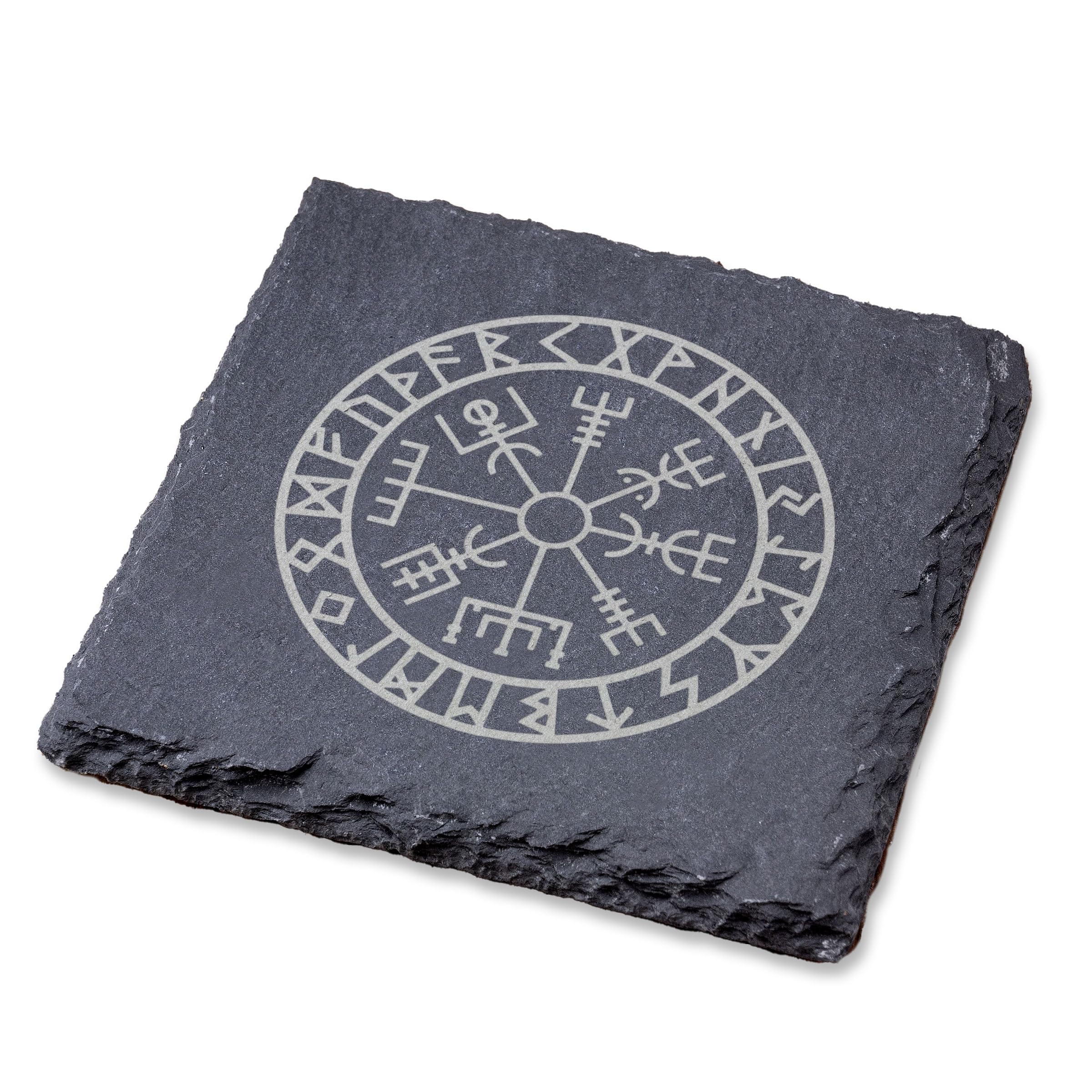 Viking Compass Slate Coaster Laser Engraved, Shabby Chic Gift, Wedding, Birthday, Anniversary, Christmas. (Square)