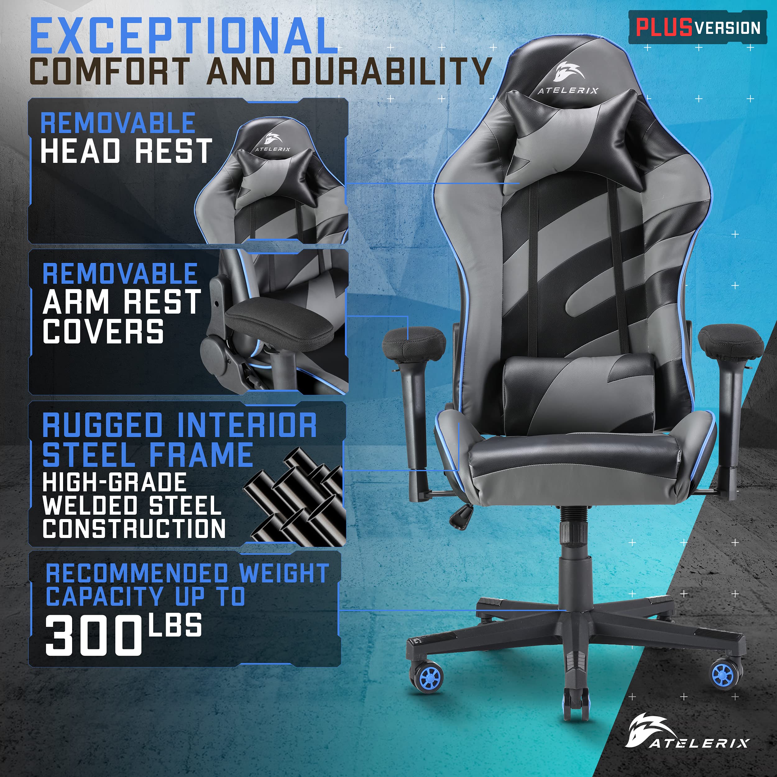 Atelerix Ventris Gaming Chair PU Leather, Fabric, & Extra Wide