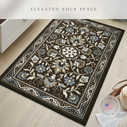 Vista 3 de Maples Rugs- Alfombra de cocina Marrón café,Azul,Marrón claro