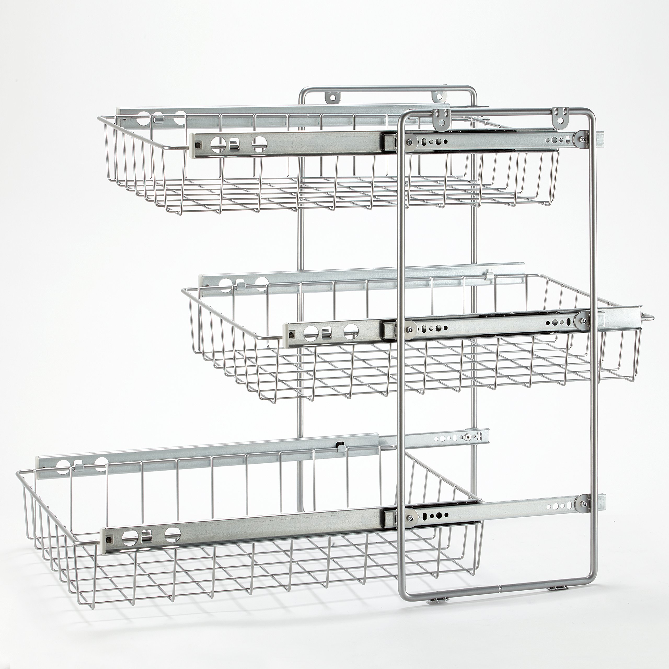 Teleskopschublade für 30cm Schrank – Premium Schrankauszug Küche zum Nachrüsten – Einfache Montage – Stabil & Langlebig –Korb Kombisystem, 3 etagig