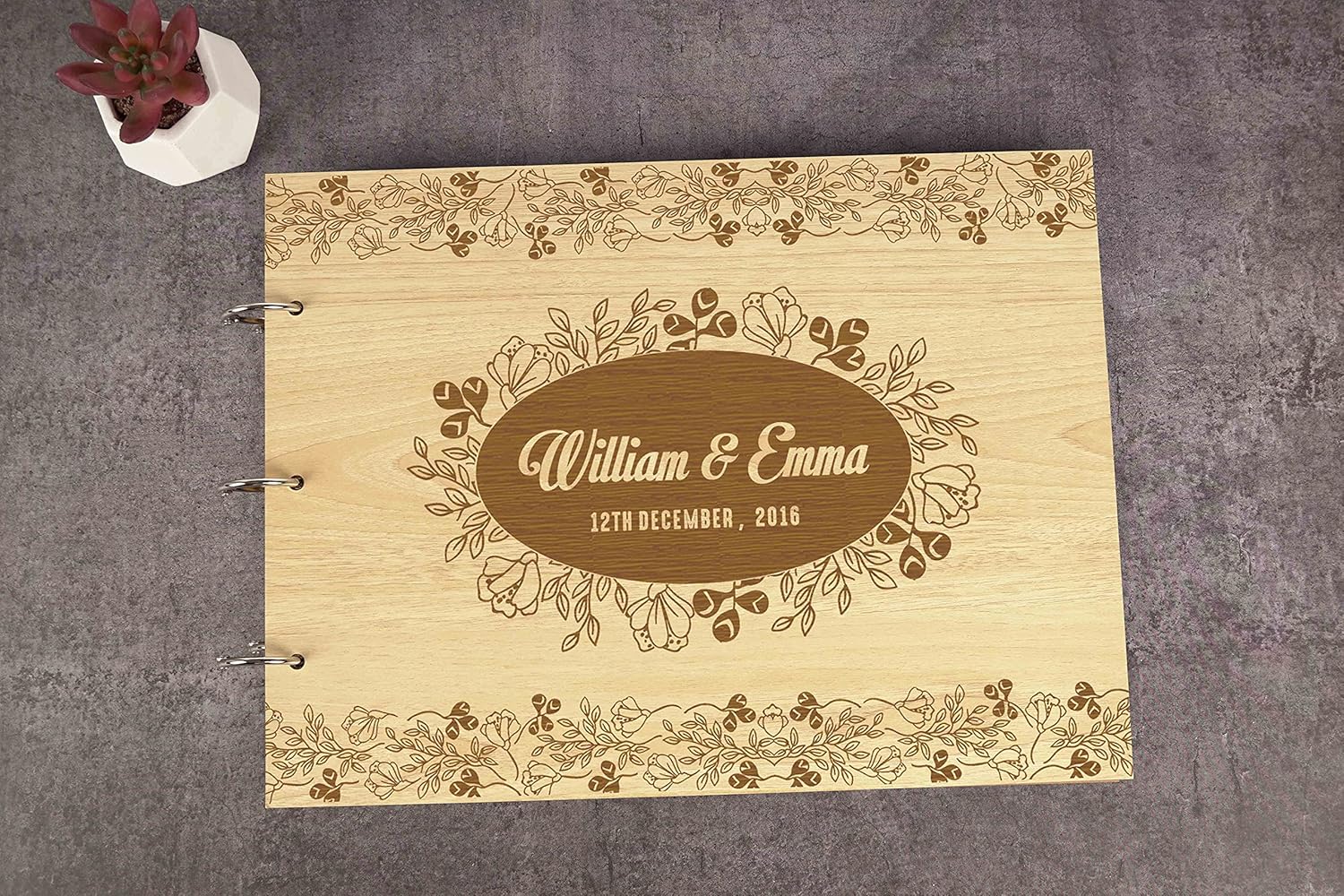 Darling Souvenir Personalized Engraved Laser Cut Wedding Guest Book Wooden Cover Sign-in Book Registry Guestbook Scrapbook-GV