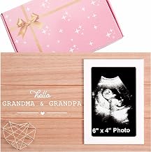 Pregnancy Announcement Gifts for Dad Mom,Pregnancy Reveal to Grandparents Ultrasound Picture Frame Present,Sonogram Photo Frame,Dad Mom Promoted to Grandparents,Hello,Grandma and Grandpa