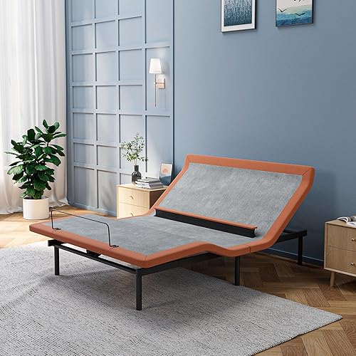 Miniatura 11 de ESHINE Marco de cama ajustable + Colchón híbrido de 14 pulgadas, soporte lumbar, inclinación de cabeza y almohada, control inteligente por