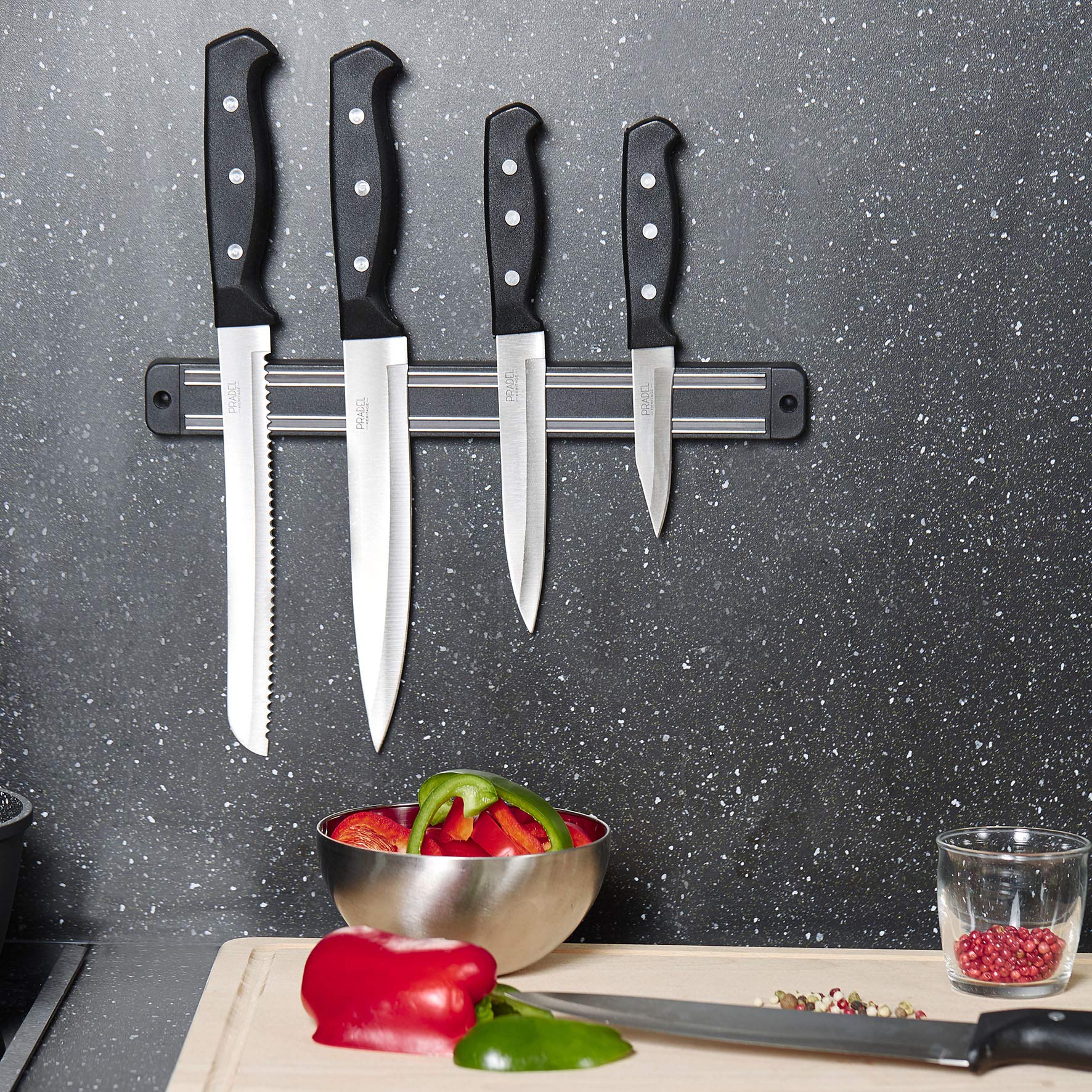 Lot De 7 Couteaux De Cuisine Pradel - Acier Inoxydable, Couleur Noir, Occasion