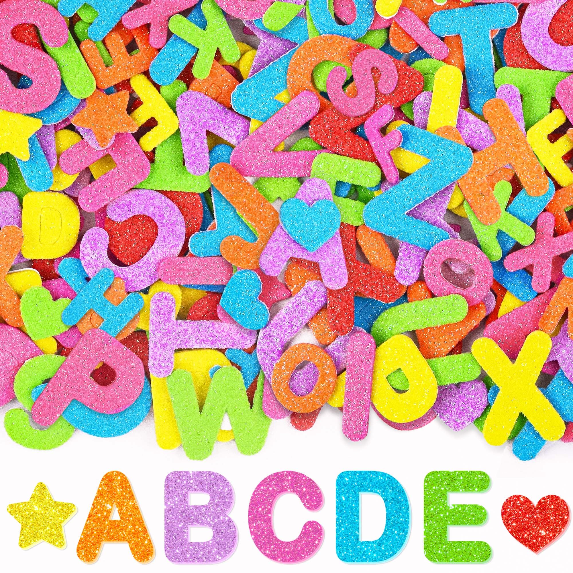 448PCS Letter Stickers Glitter Sticker Foam Sticker Self Adhesive A-Z Alphabet Stickers for Children Kids, Stick On Letters for Scrapbooking DIY Craft Supplies Party Decorations(Colorful-2)