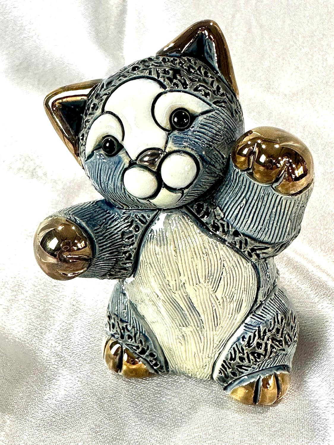 De Rosa Handmade Sculpted Ceramic Gray Striped Kitten Family Collection
