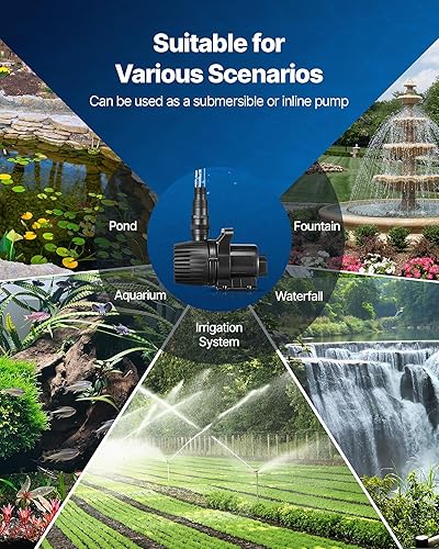 Miniatura 6 de VEVOR Bomba de agua sumergible, 280 W 4500 GPH, bomba de retorno para acuario con altura de elevación de 16.4 pies y dirección de flujo ajustable de