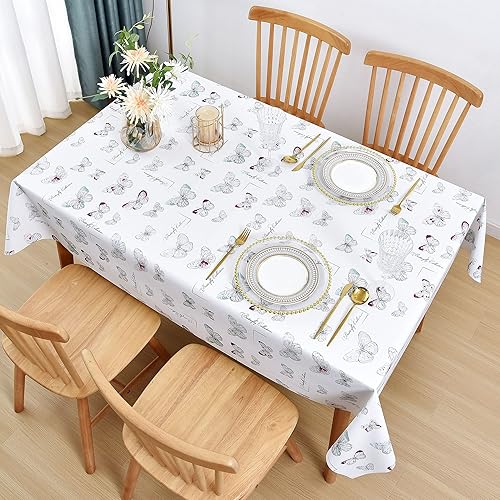 Miniatura 4 de Mantel de vinilo de granja de 6 pies, mantel de plástico lavable a prueba de derrames, impermeable, de PVC, rectangular, oblongo, para mesa de