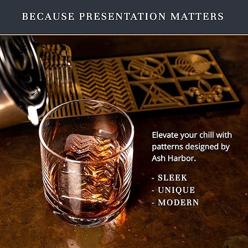 Miniatura 3 de Ash Harbor - Bandeja de diseño de hielo - Moldes de hielo modernos para whisky, bourbon y cócteles en 5 segundos - Sello de cubitos de hielo para
