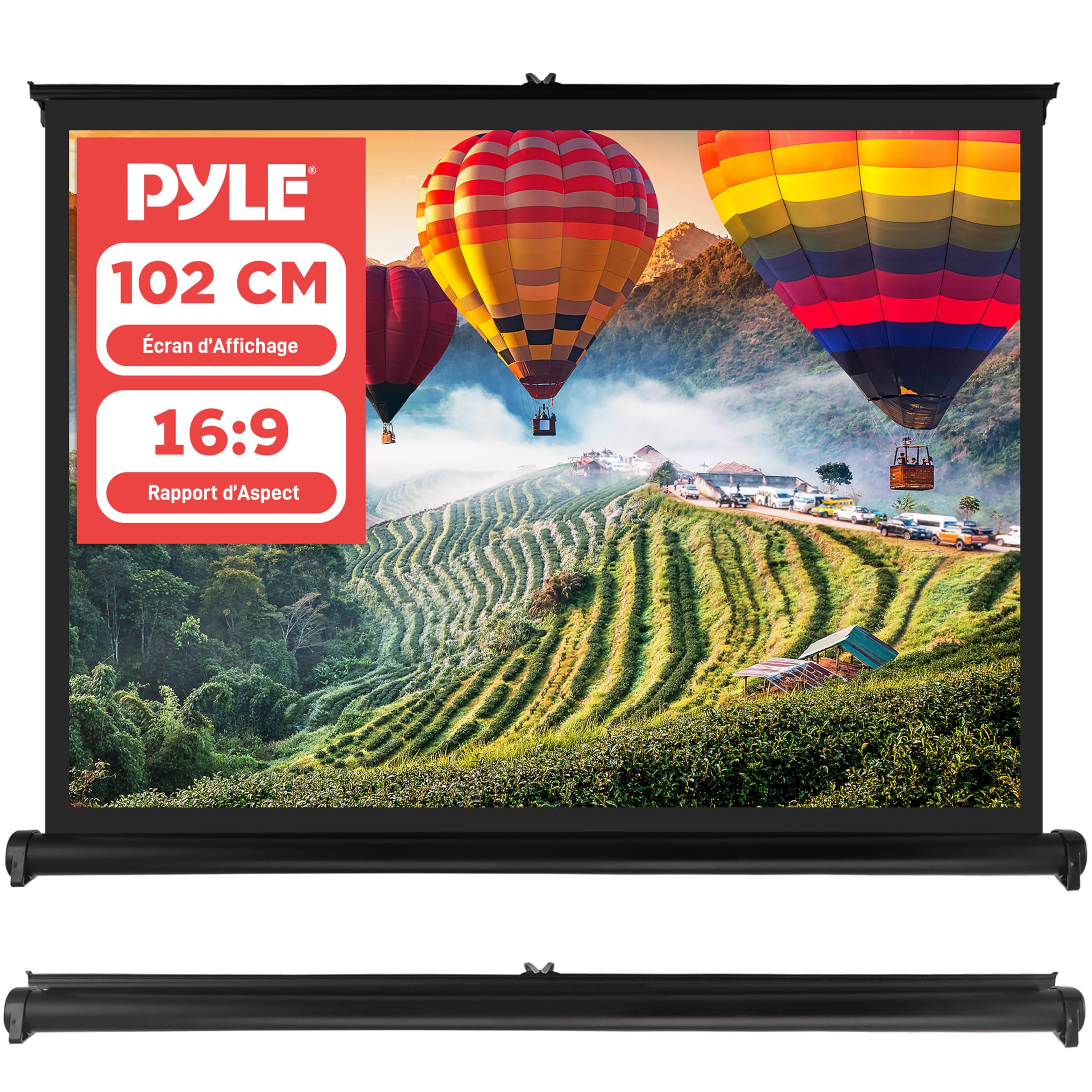 Pyle Écran de Projecteur Portable Amélioré 2018 - Support d'Écran de Projecteur Mobile, Système de Montage Facile à Tirer, Léger et Durable pour Écoles, Réunions, Conférences, Utilisation