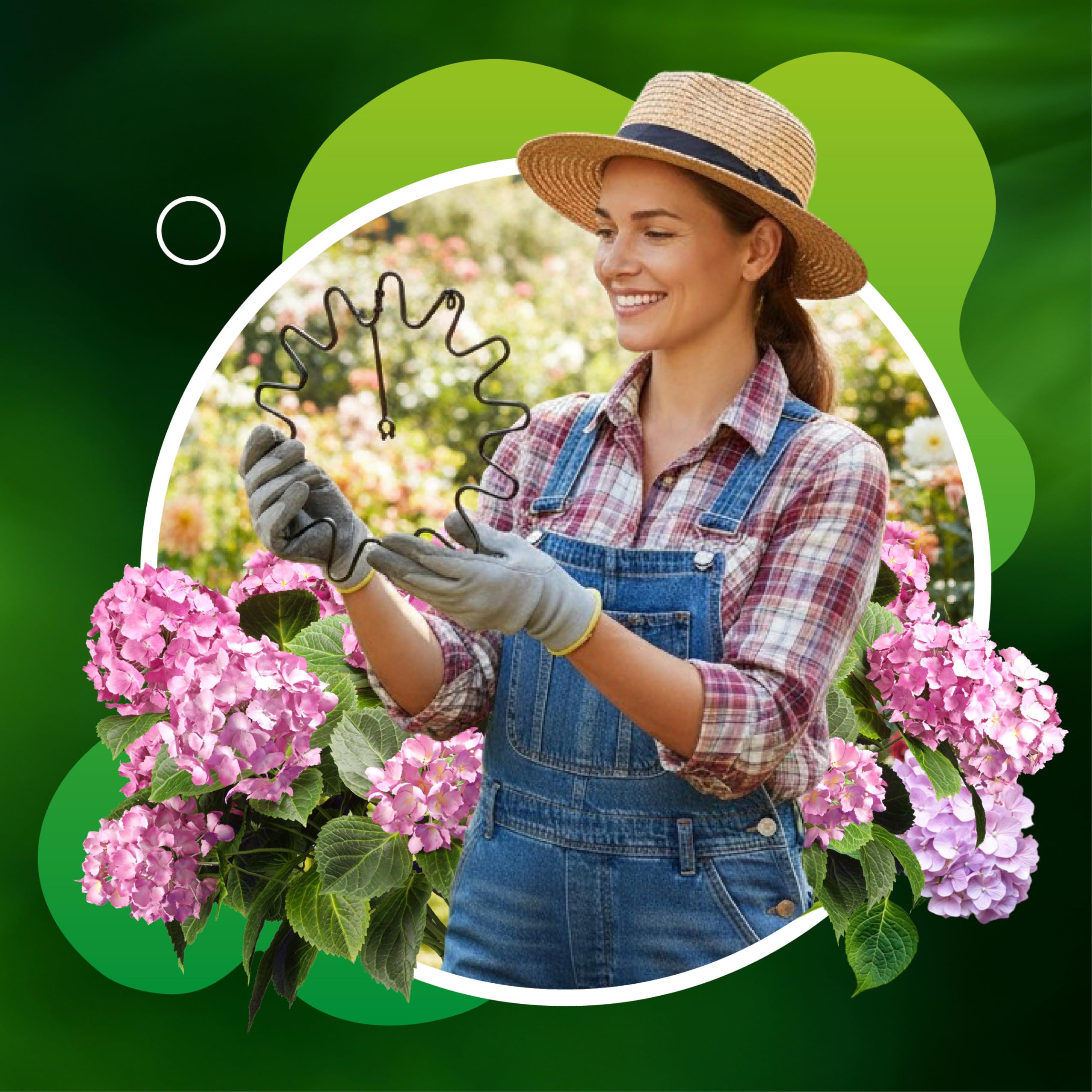 ARPON Staudenhalter rund 10 Stück – Einstellbare Blumenstütze & Pflanzenstütze Ø 21,5 cm – Ideal als Hortensien Stütze, Strauchstütze, Staudenstütze & robuster Blumenhalter im Garten