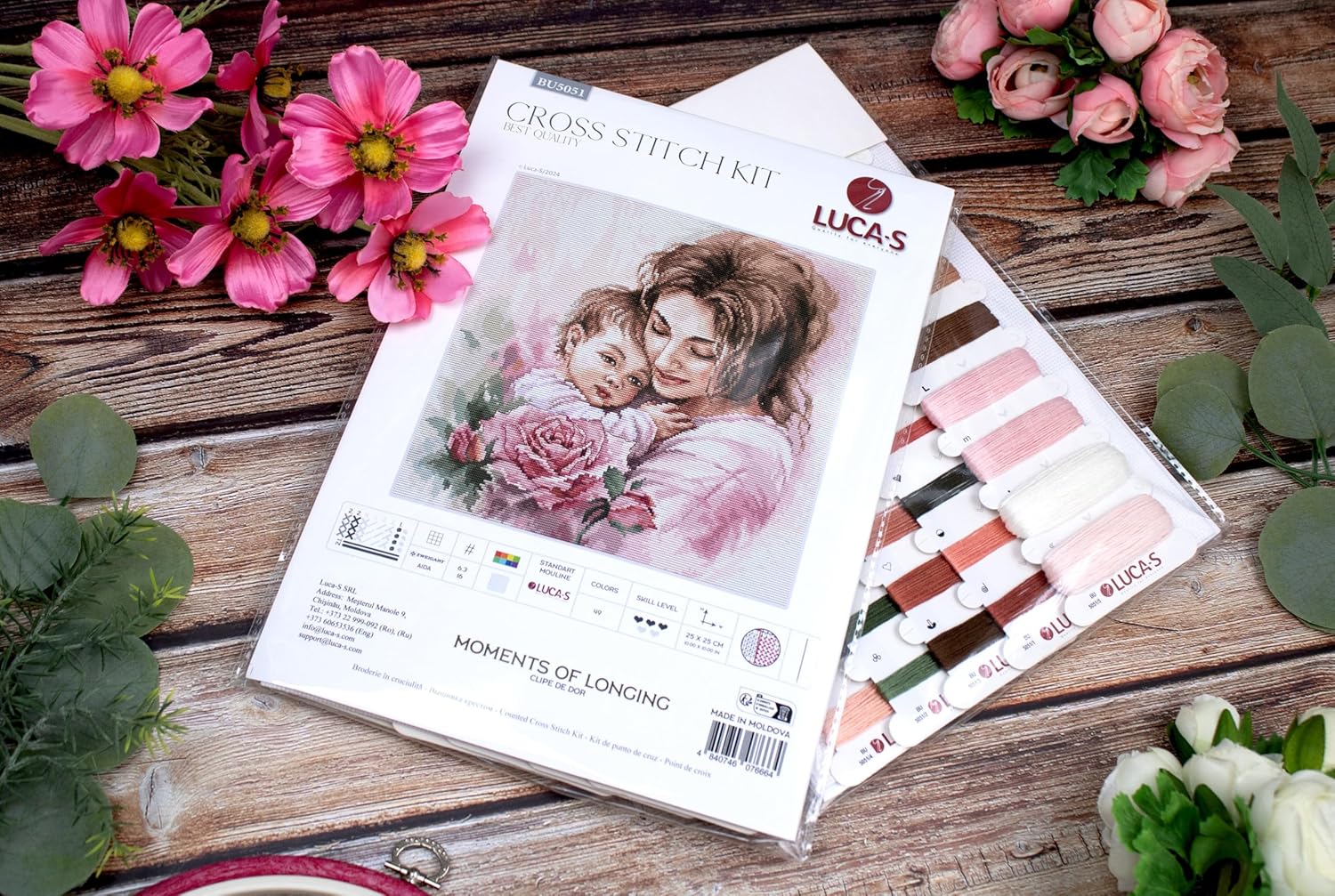 Luca-S Cross Stitch Kit Moments of Longing, BU5051, Counted Cross Stitch Kit for Adults, Needlecraft and Embroidery Kit