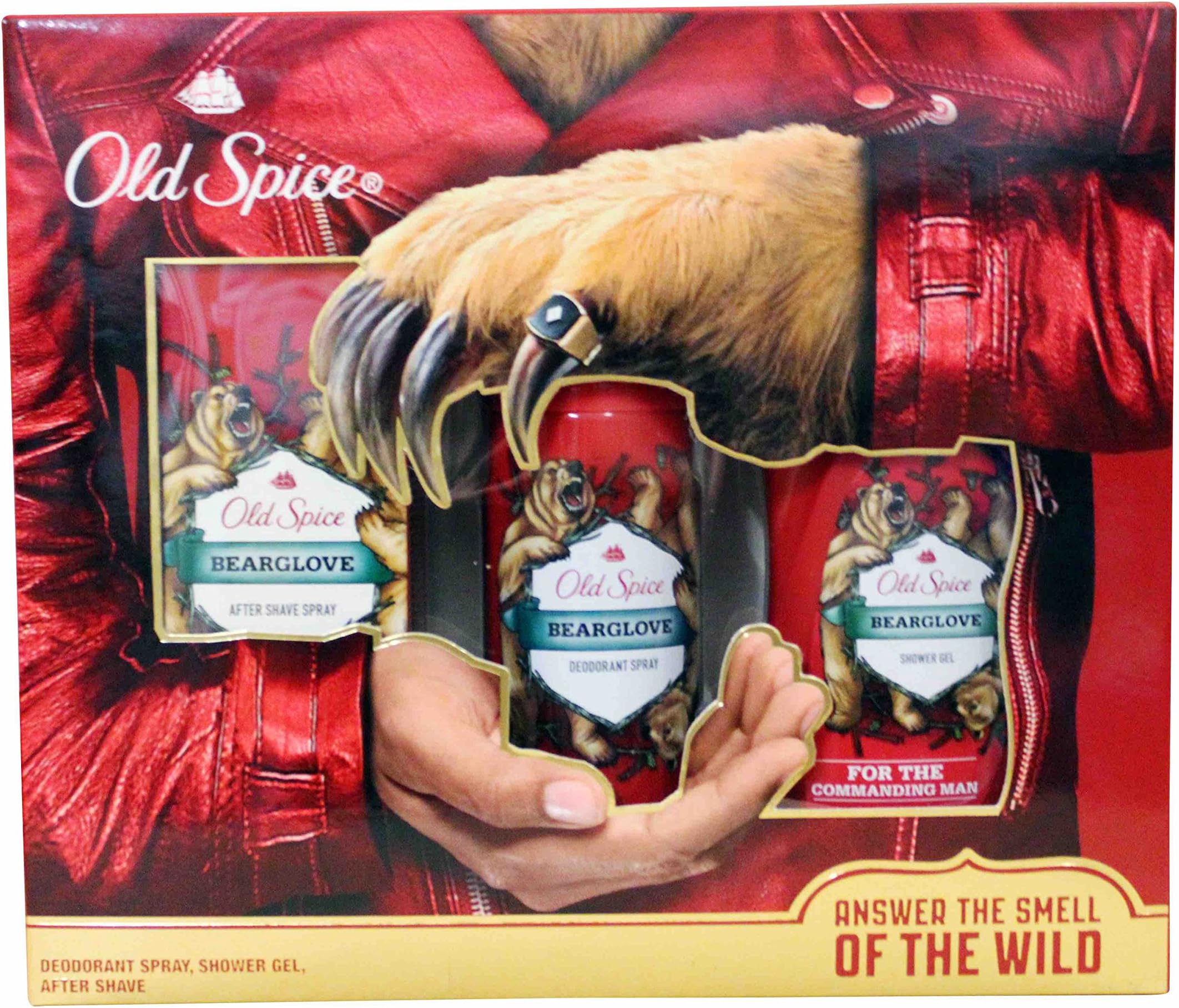 Old Spice Bearglove Men's Gift Set: After Shave 100ml + Shower Gel 250ml + Deo Spray 125ml