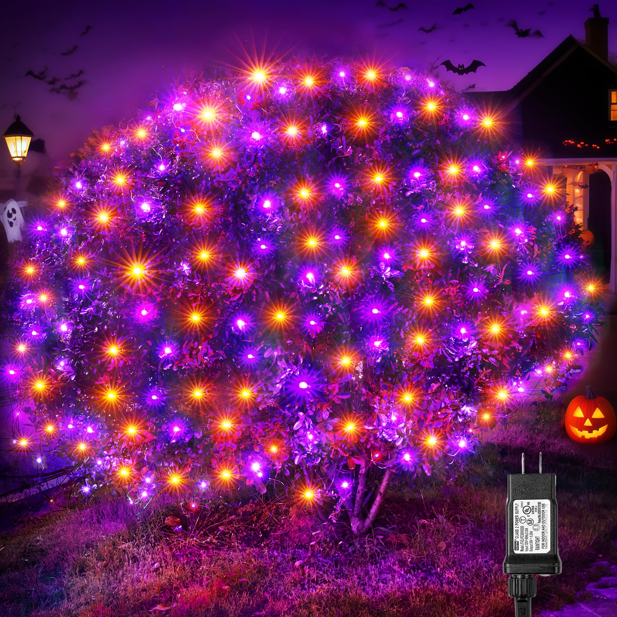 BlcTec Halloween Lights Outdoor 200 LED 8.4ft x 5.2ft Orange