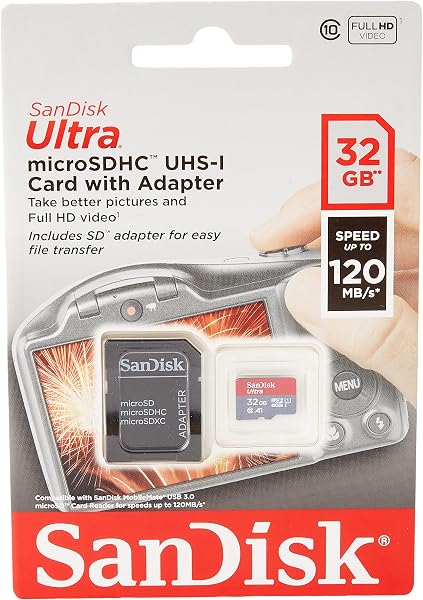 SanDisk Ultra 32GB microSDHC Memory Card + SD Adapter with