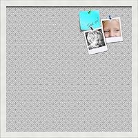 Vista 314 de PinPix Tablero de anuncios de corcho de 12 x 12 pulgadas. Este tablero decorativo enmarcado viene con diseño de círculos B W y un marco blanco