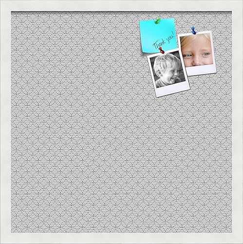 Miniatura 314 de PinPix Tablero de anuncios de corcho de 12 x 12 pulgadas. Este tablero decorativo enmarcado viene con diseño de círculos B W y un marco blanco