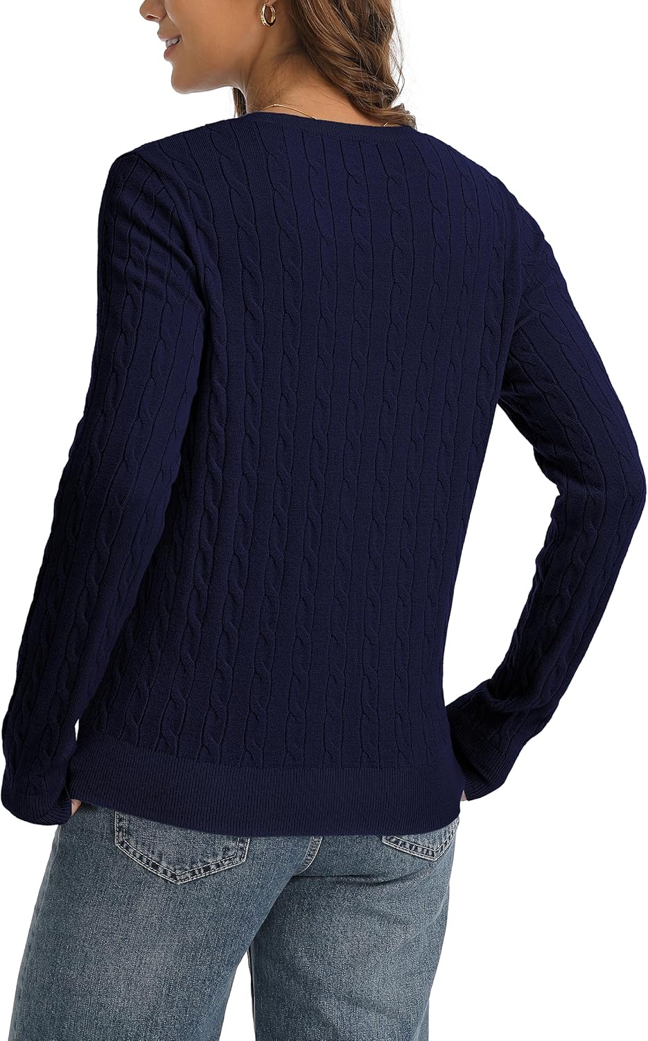 QUALFORT Womens Cable Knit Cardigan Sweaters Long Sleeve Lightweight Crewneck Button Up Sweater 2026 - Image 3