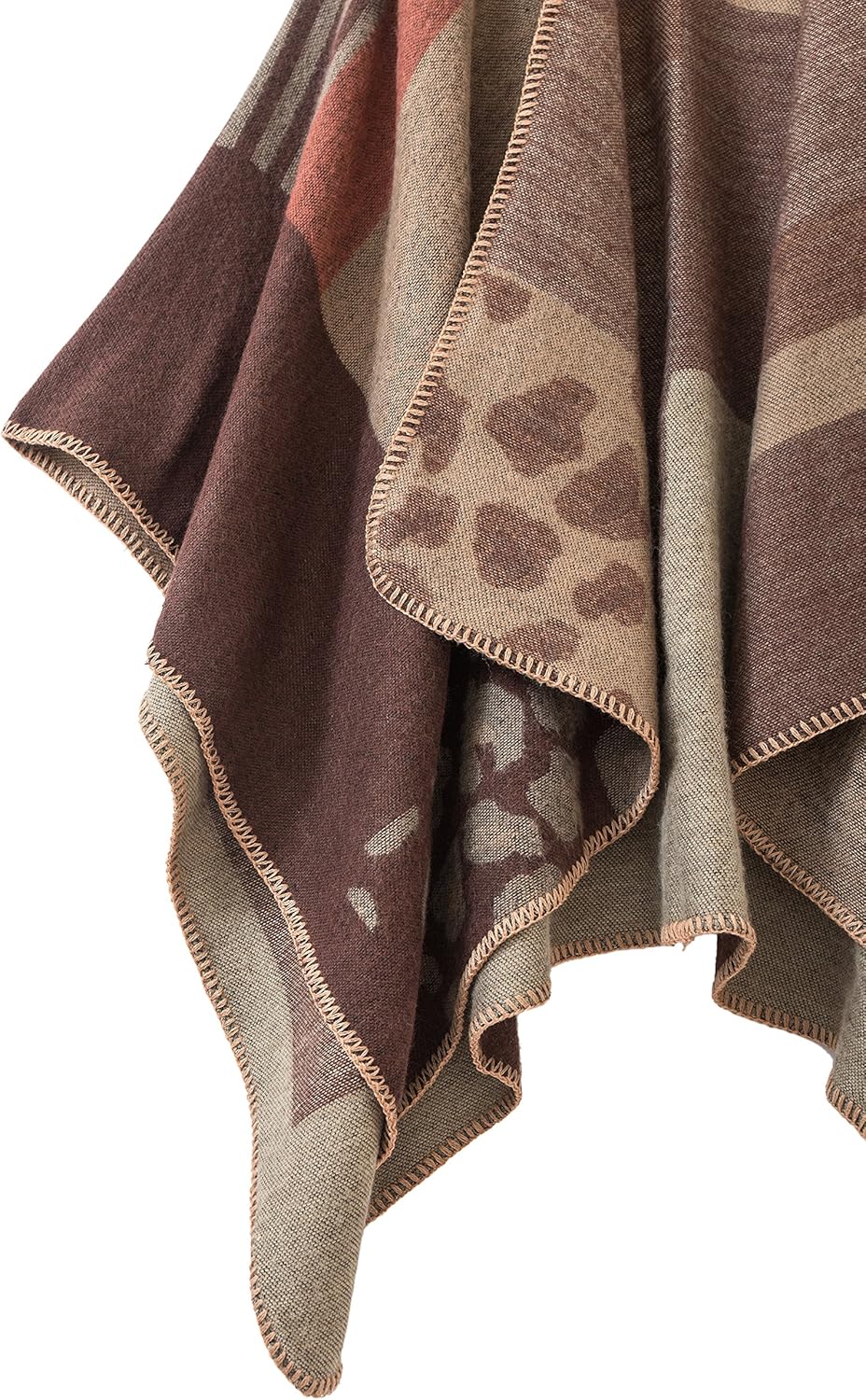 Urban CoCo Women's Color Block Shawl Wrap Open Front Poncho Cape - Image 8