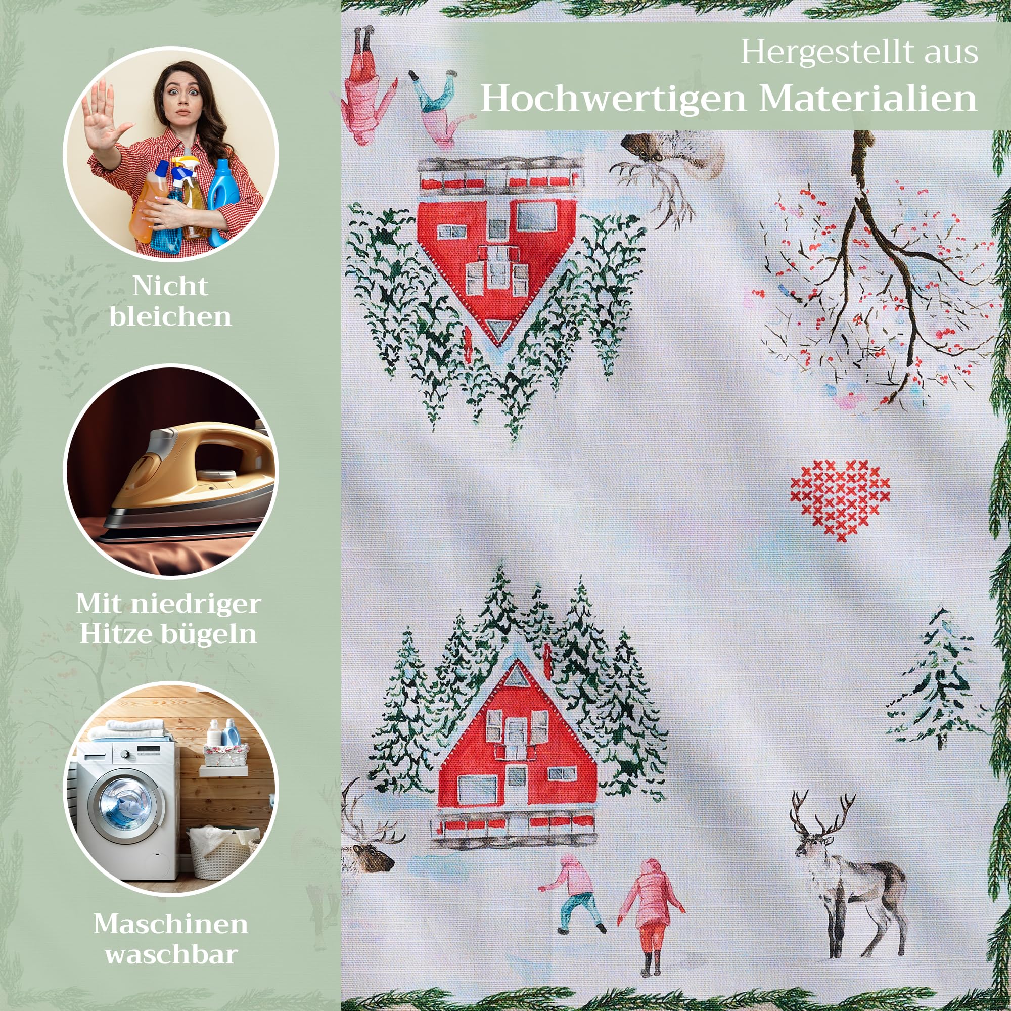 Maison d' Hermine Cloth Napkins Set of 4 100% Cotton for Christmas Decorations Everyday Reusable Square Autumn Napkins Cloth Washable Dinner Party Wedding (Rural Christmas - Image 3