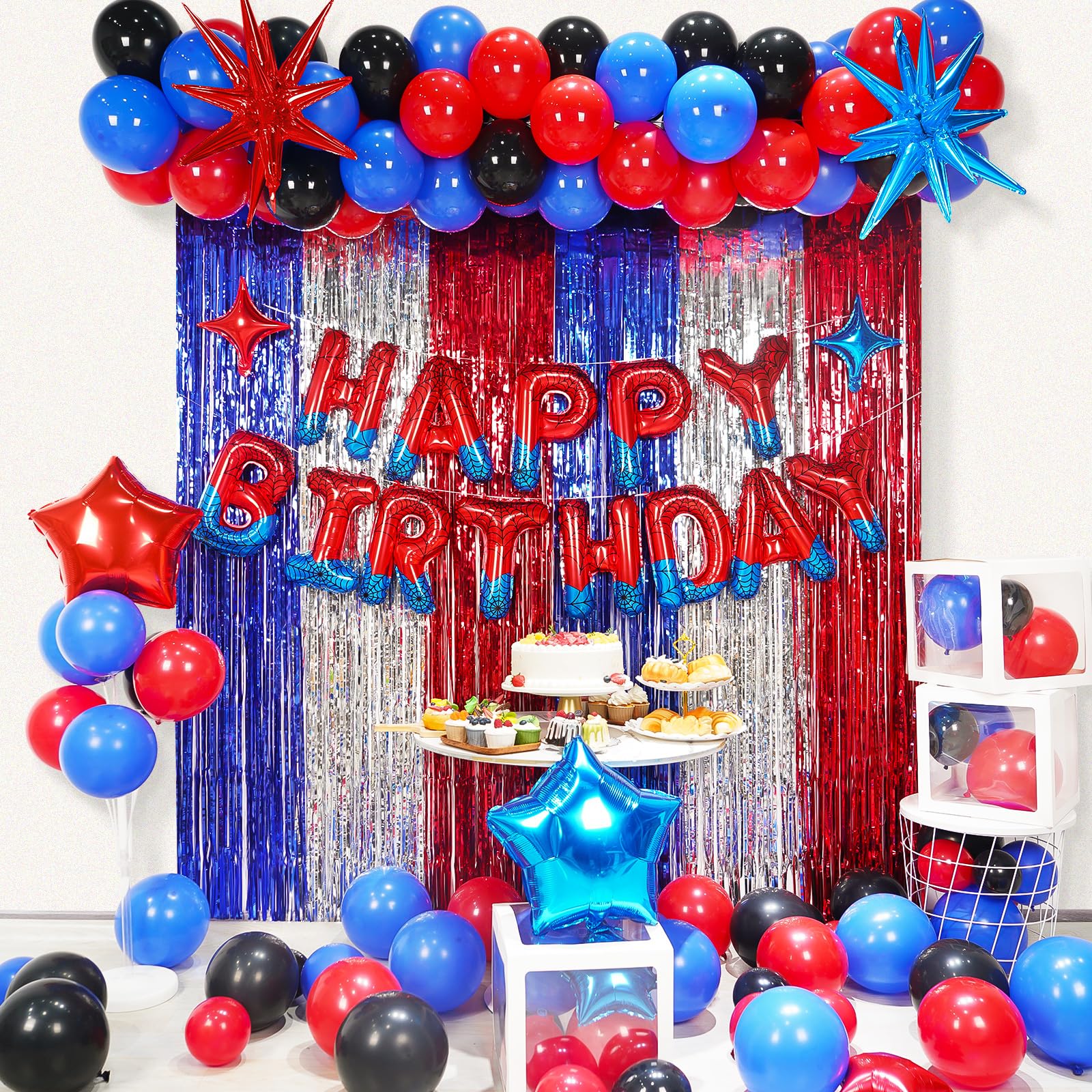 FANGBBO Spider Theme Balloon Arch Kit Birthday Decorations Party Supplies, Happy Birthday Wall Decor