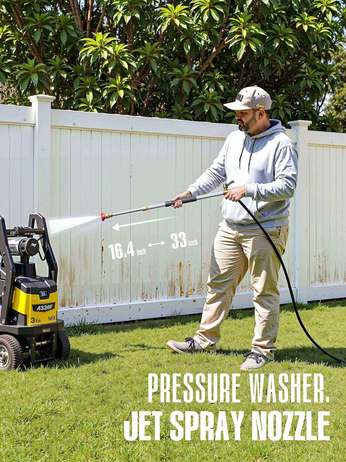 Upgraded Jet Nozzle Power Washer Wand Hose Nozzle, Adjustable Hydro Nozzle Wands 18-33 inch, Jet High Pressure Water Hose Sprayer with 5 Tips for Garden, Patio, Floor & Car, Black