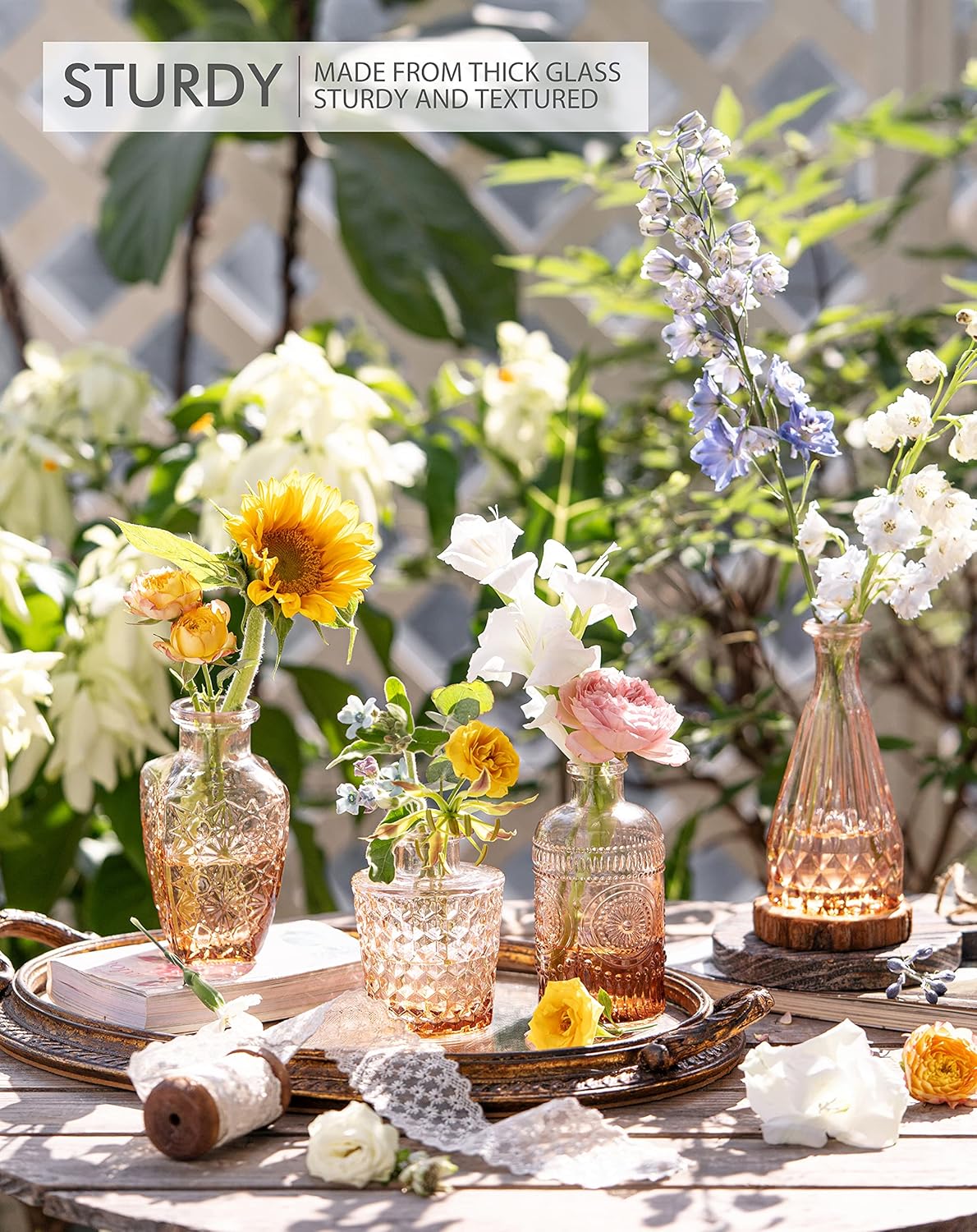 Fixwal - Juego De Jarrones De Vidrio Con 36 Jarrones De Brotes Verdes Para Flores, Jarrones Pequeños Para Centros De Mesa, Jarrones Pequeños A Granel Para Decoraciones De Boda Rústica De Aspecto